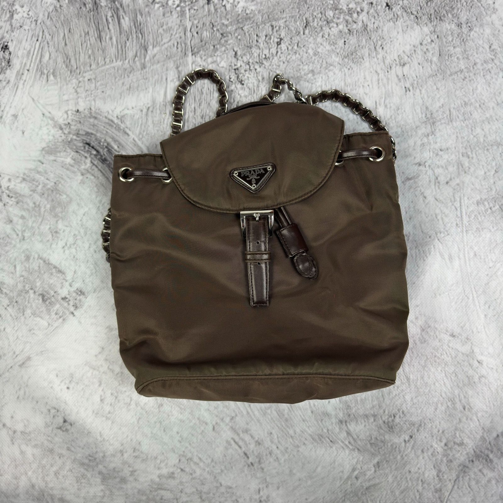 Prada Prada Milano Small Re-Nylon Womens Brown Logo Patch Backpack Size ONE SIZE - 2 Thumbnail