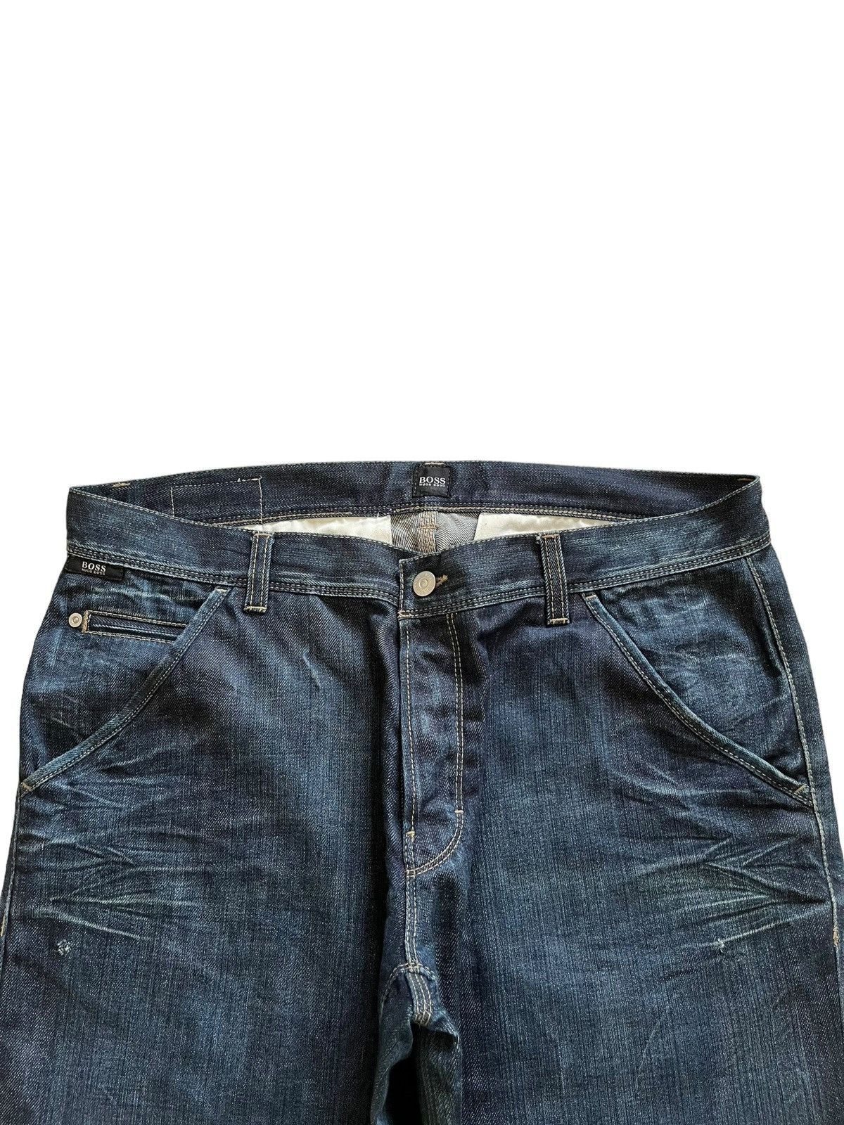 Hugo Vintage Hugo Boss Blue Wash Buckle Back Baggy Jeans Size US 37 - 4 Thumbnail
