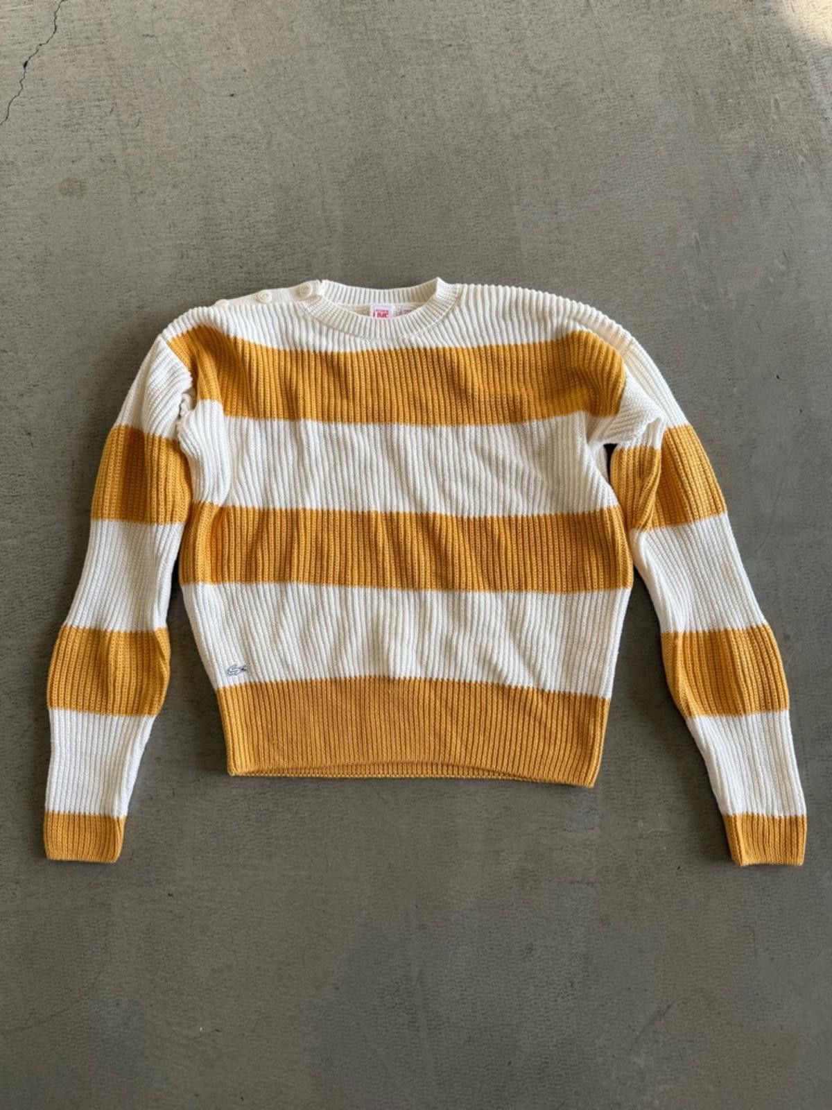 Lacoste Lacoste Live / Stripe Knit Sweater / Gold Ivory Size M / US 6-8 / IT 42-44 - 1 Thumbnail