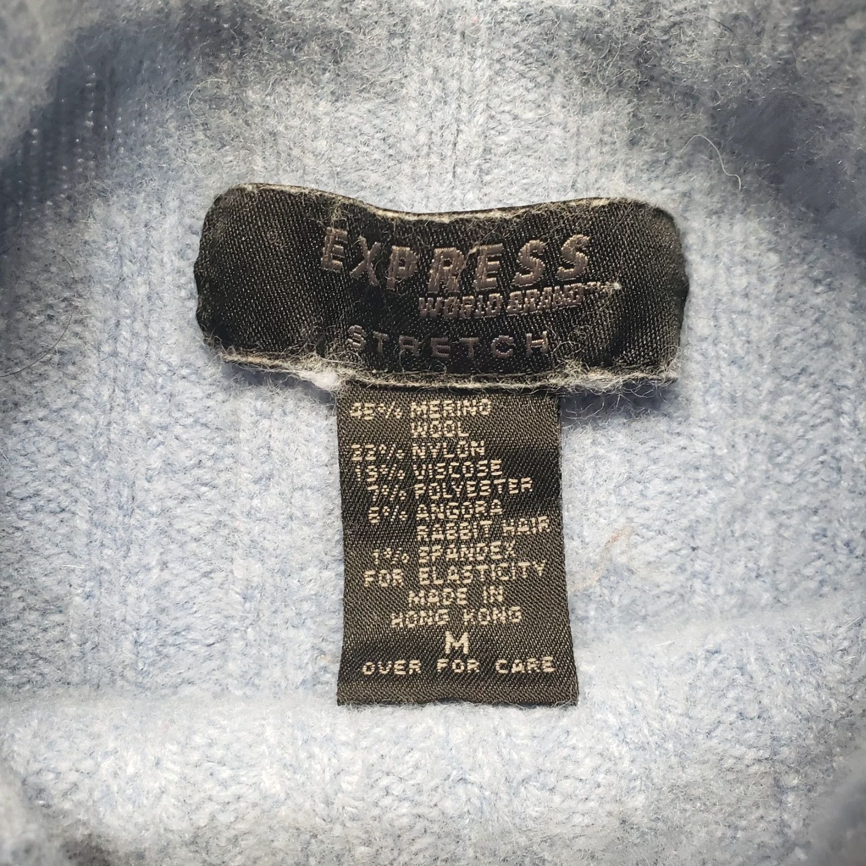 Express EXPRESS Sweater Shirt Solid Blue Turtleneck 45% Merino Wool Adult M Womens Slim Pullover Boys Girls 45% Merino Wool Size M / US 6-8 / IT 42-44 - 3 Thumbnail