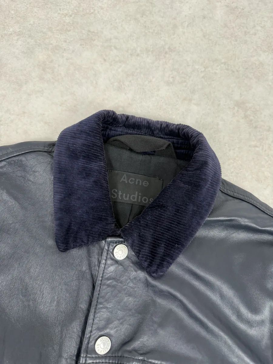 Acne Studios SS2017 Acne Studios Arno Velvet Collar Navy Leather Jacket Size US M / EU 48-50 / 2 - 10 Thumbnail
