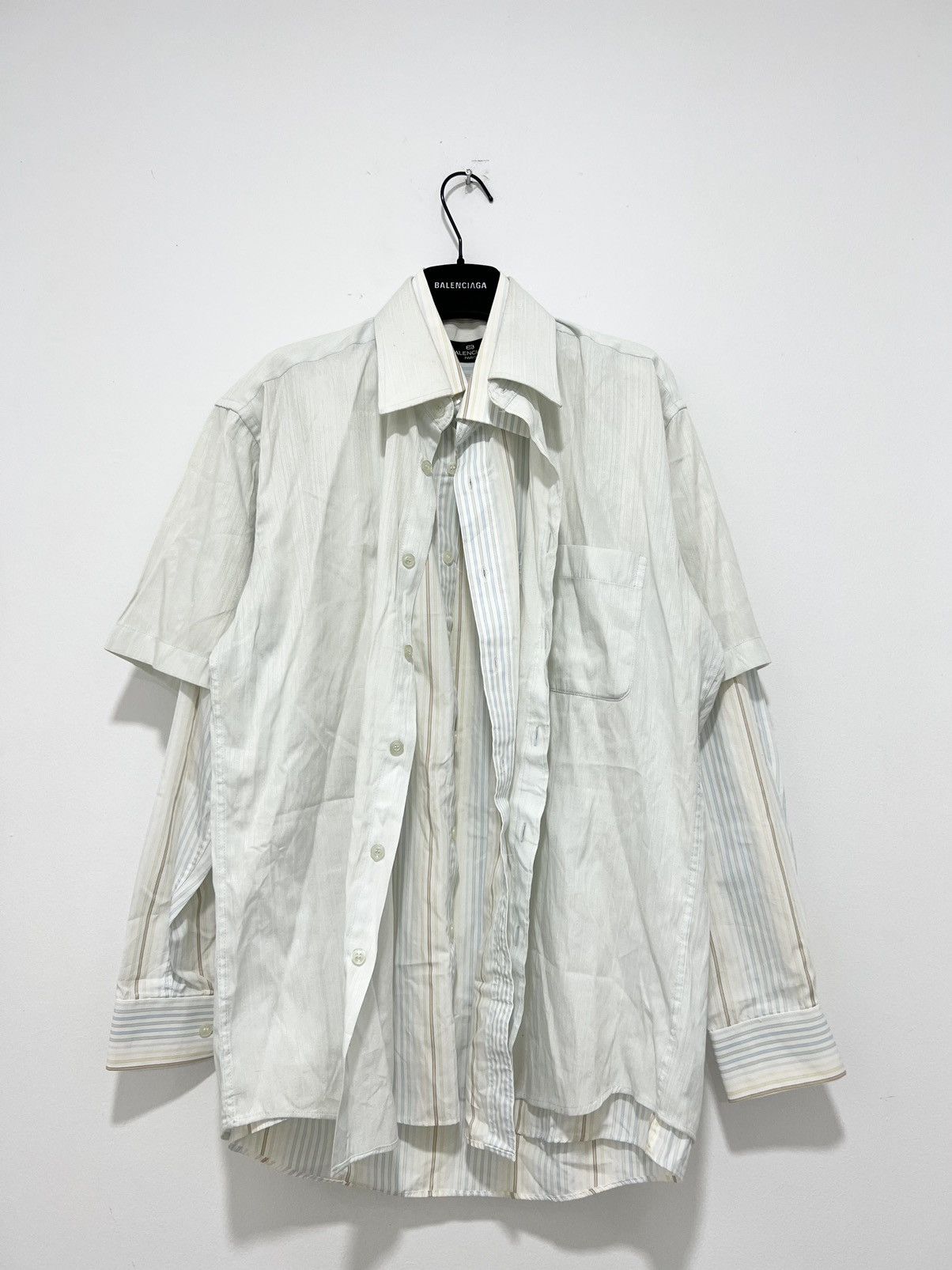 image of 1 Of 1 x Balenciaga Hybrid Double Layer Shirt in White, Men's (Size Medium)