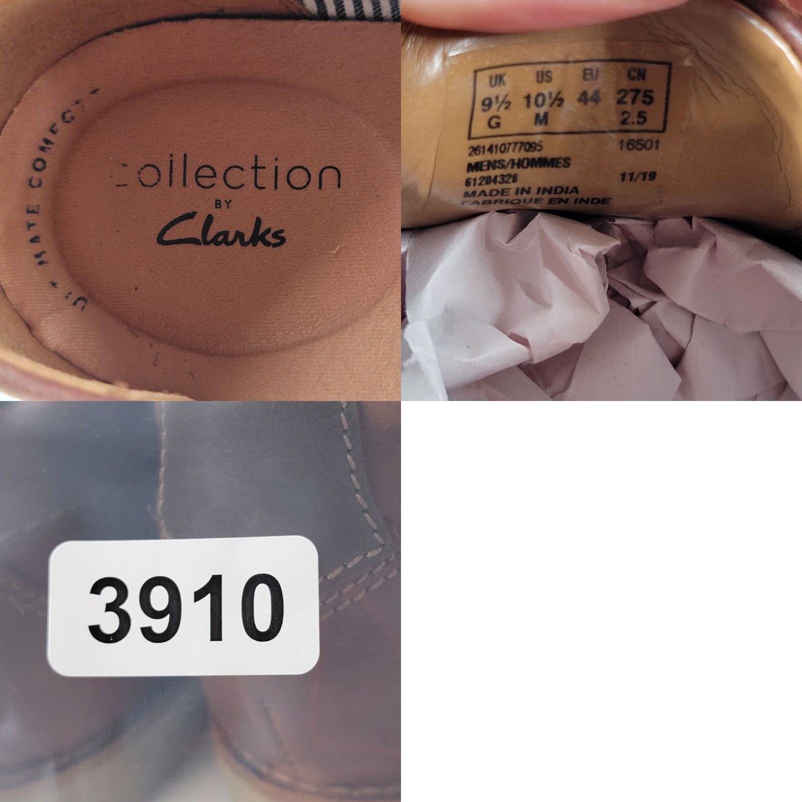 Clarks Clarks Oxford Men's Raharto Plain Brown Leather Size 10.5 M Shoes Casual Workwear Travel Size US 10 / EU 43 - 9 Thumbnail