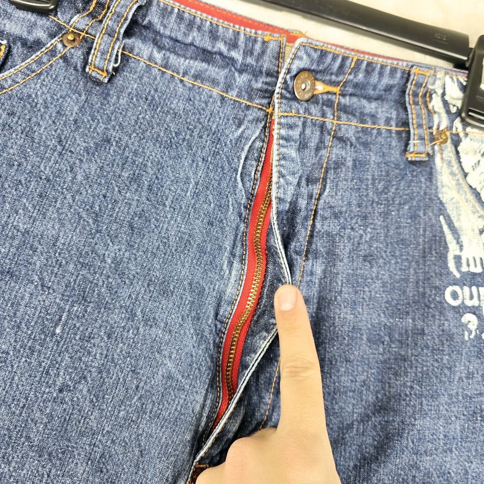 Other Vintage Y2K Indigo Red Jean Shorts 40 Baggy Skater Jorts Size US 40 / EU 56 - 3 Thumbnail