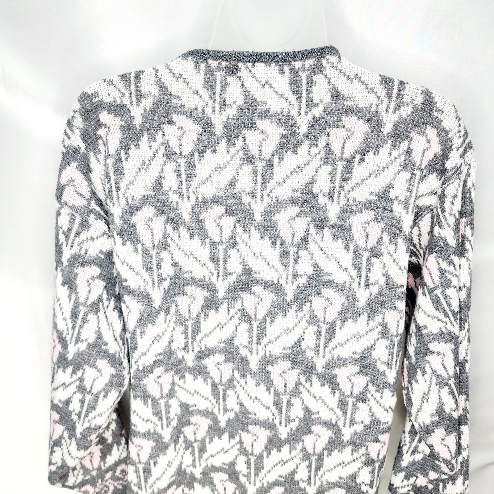 Other Vintage American Pride Acrylic Gray & Pink FlowerSweater M Size M / US 6-8 / IT 42-44 - 10 Thumbnail