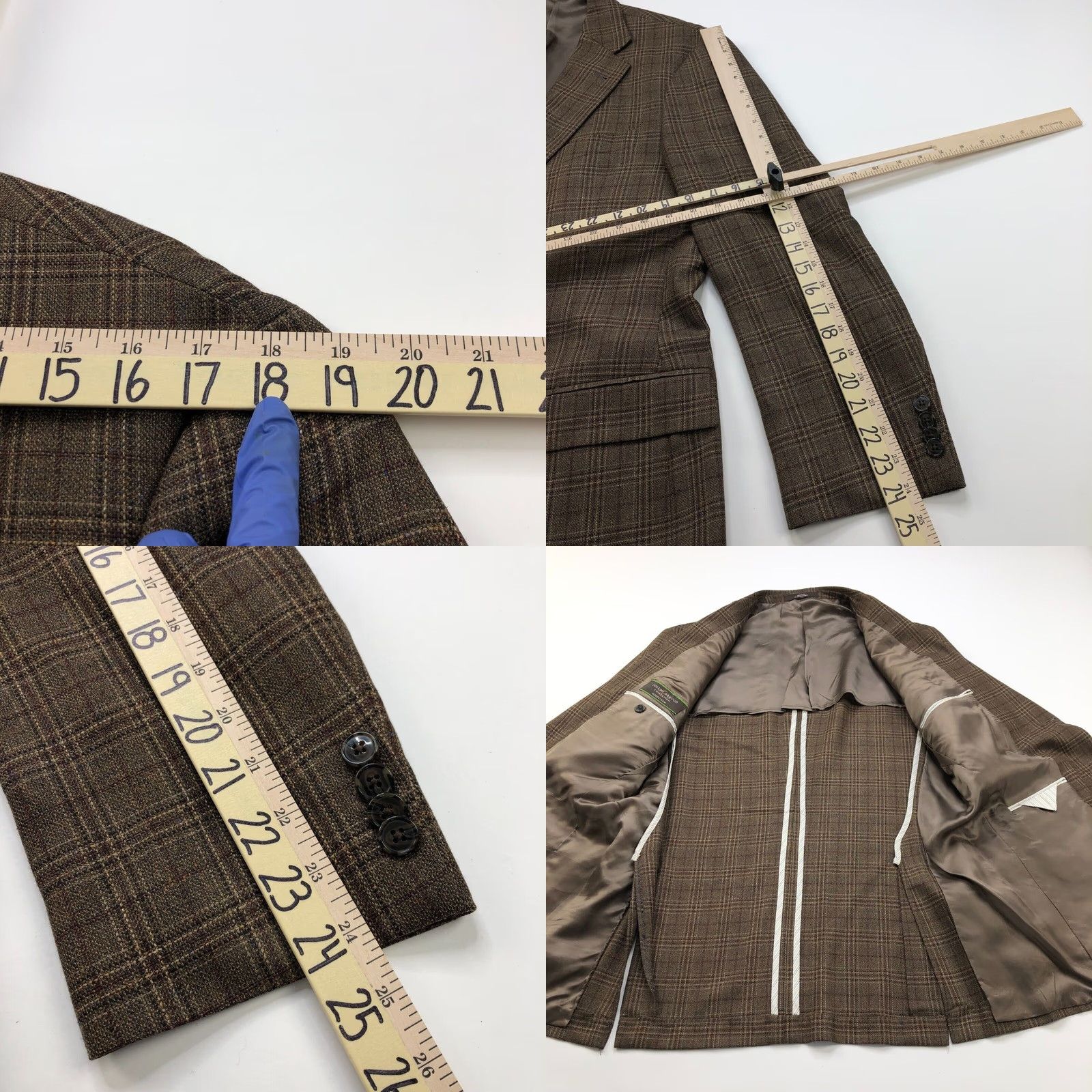 Joseph Abboud Joseph Abboud Jacket Sport Coat Plaid Brown Silk Wool Blend 41R Two-Button Notch Lapel Double-Vented Regular Fit Mens Size US XS / EU 42 / 0 - 8 Thumbnail