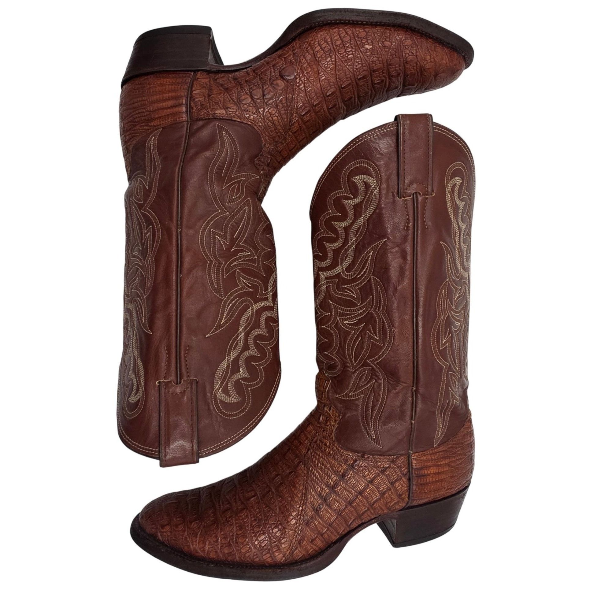 Justin Boots Vintage Justin Boots Rare Exotic Hornback Alligator Men 10D Size US 10 / EU 43 - 3 Thumbnail