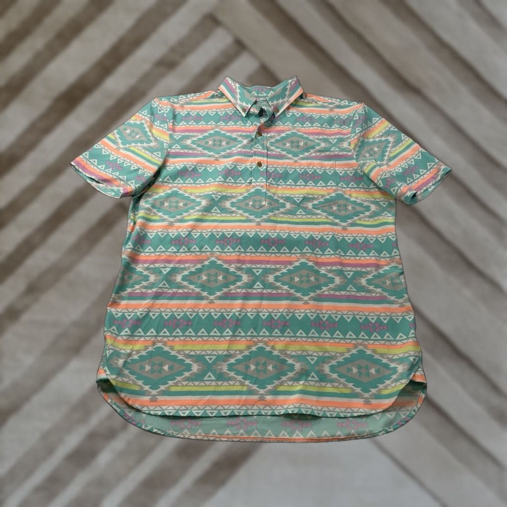 Chubbies Chubbies The En Fuego Wild Stretch Short Sleeve Popover Shirt Mens Large Aztec Print Multicolor Button-Up Casual Shirt Size US L / EU 52-54 / 3 - 1 Thumbnail
