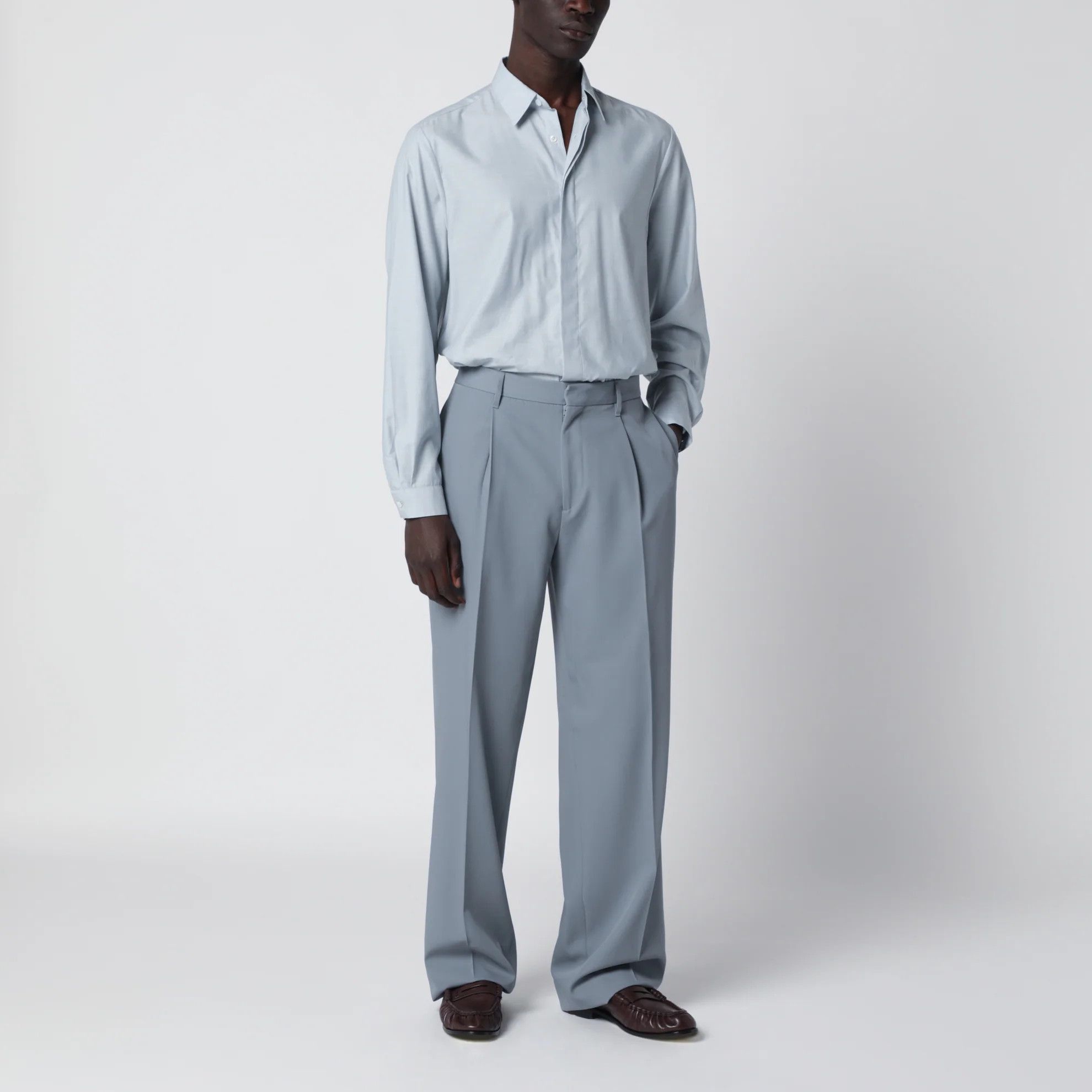 Lardini o1d2blof0526 Cotton Blend Shirt in Light Blue Size US M / EU 48-50 / 2 - 2 Thumbnail