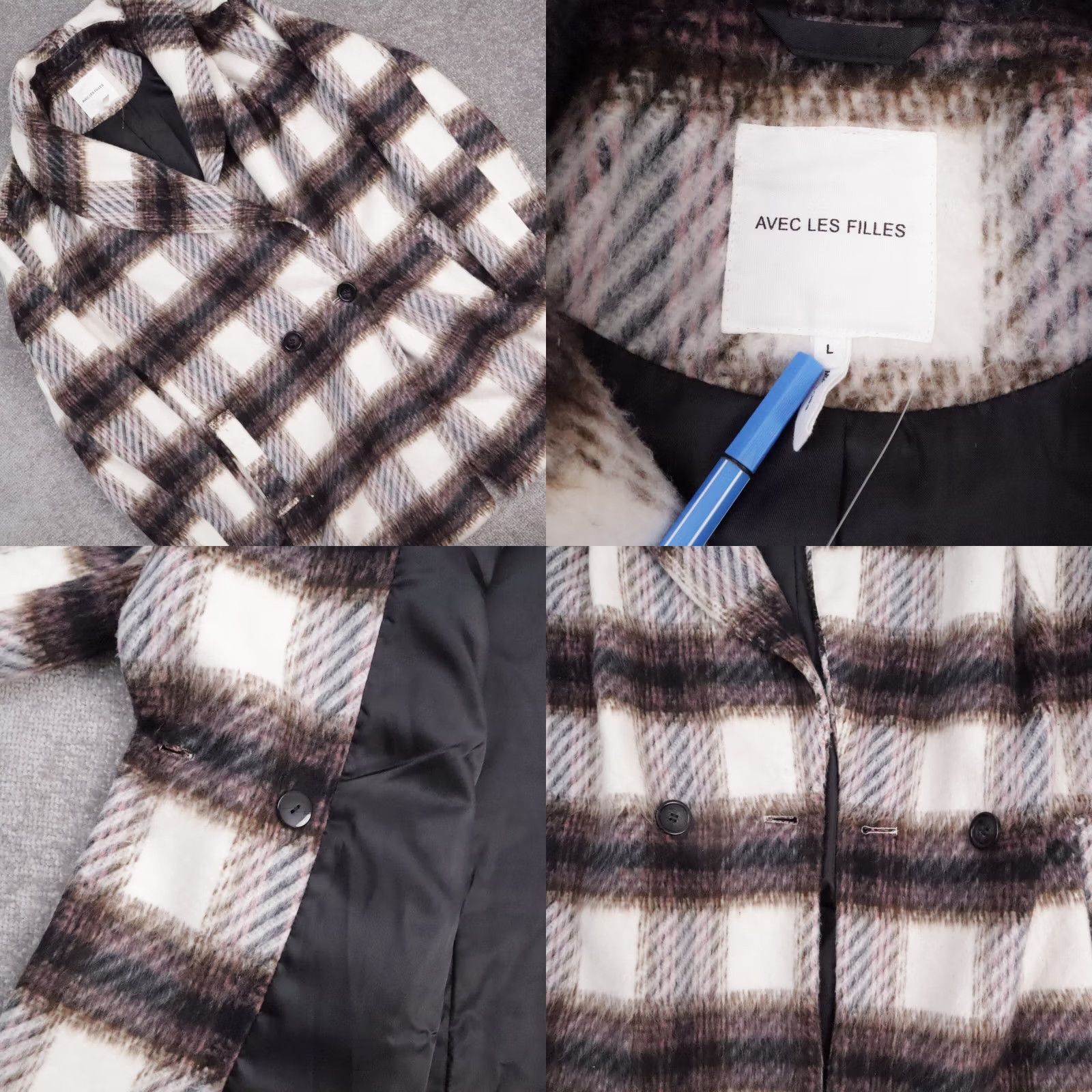 Anthropologie Anthropologie Avec Les Filles L Multicolor Plaid Double Breasted Coat Button Lined Casual Fall Winter Women Size L / US 10 / IT 46 - 8 Thumbnail