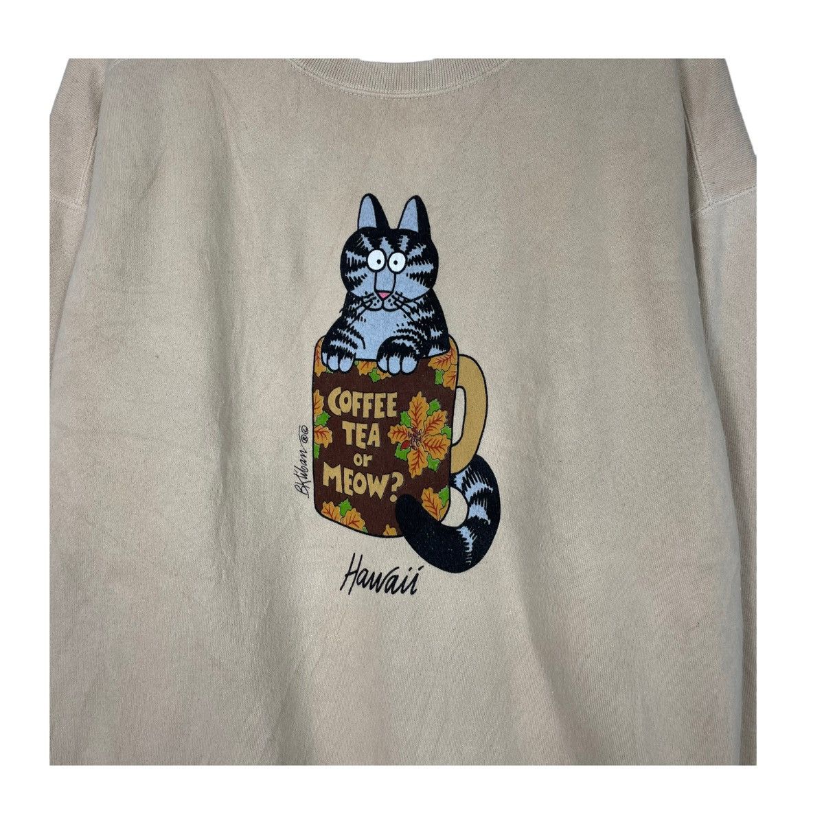 Vintage 💥VTG HAWAII CAT CRAZY SHIRT BEIGE SWEATER Size US L / EU 52-54 / 3 - 6 Thumbnail