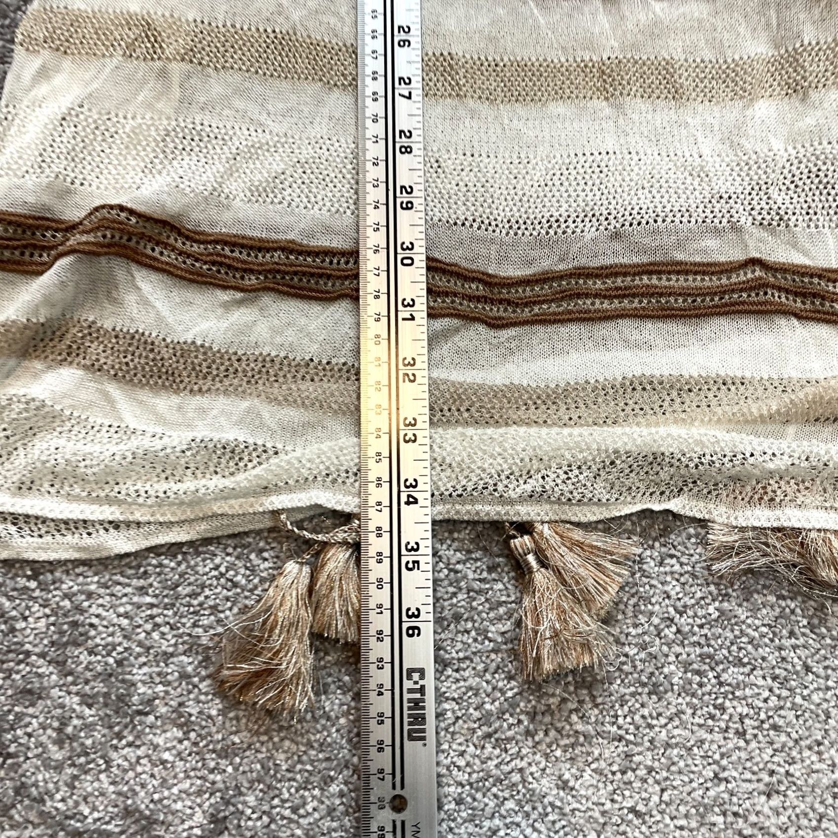 Vintage Chico's Fit and Flare Sweater Dress womens Dress S Beige Striped V-Neck Sleeveless Knitted Beaded Midi New with Tags Size S / US 4 / IT 40 - 5 Thumbnail