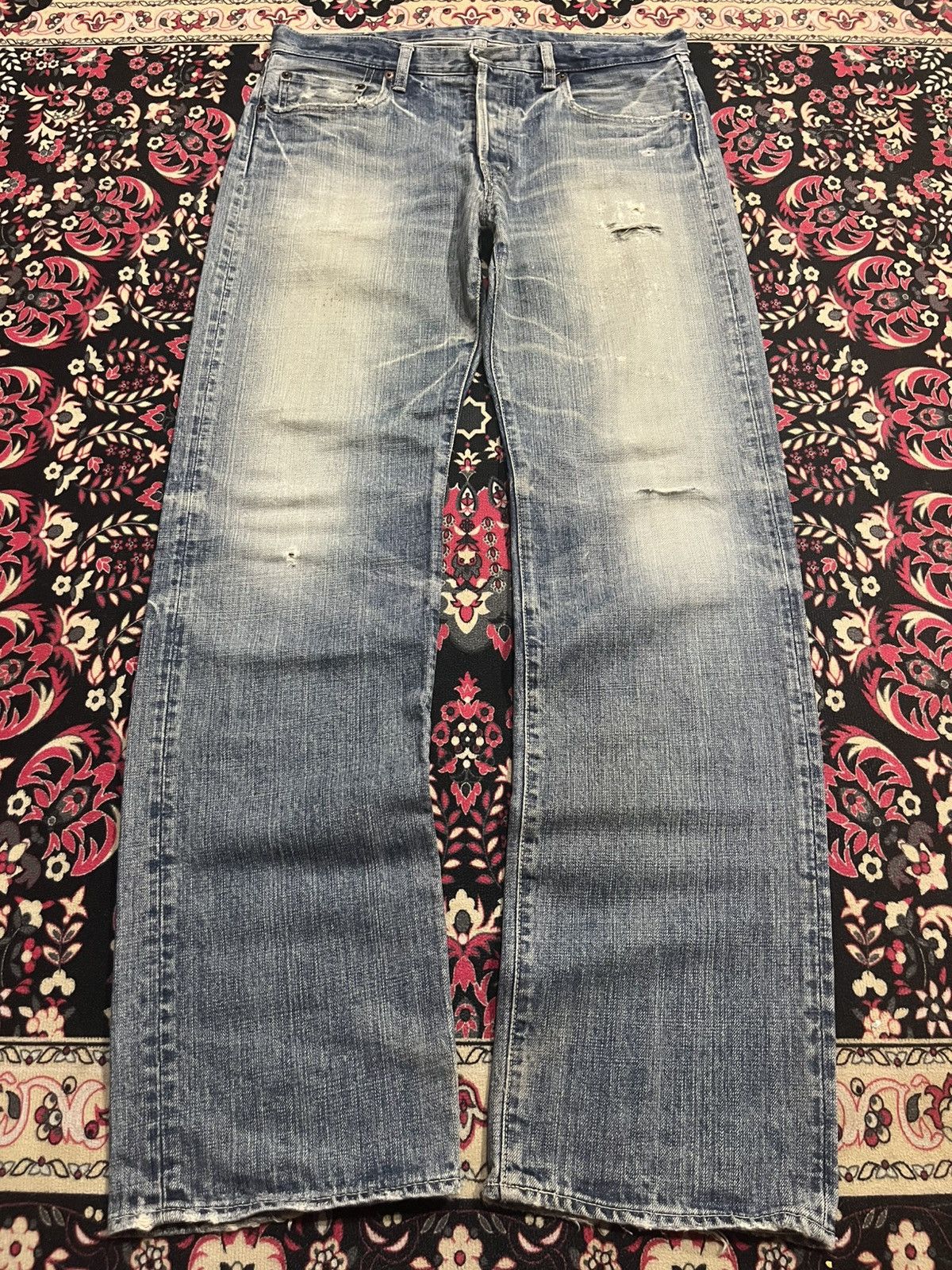 Spellbound ⚡️Distressed⚡️Vintage Japan Spellbound Whisker Blue Wash Jeans Size US 32 / EU 48 - 1 Thumbnail