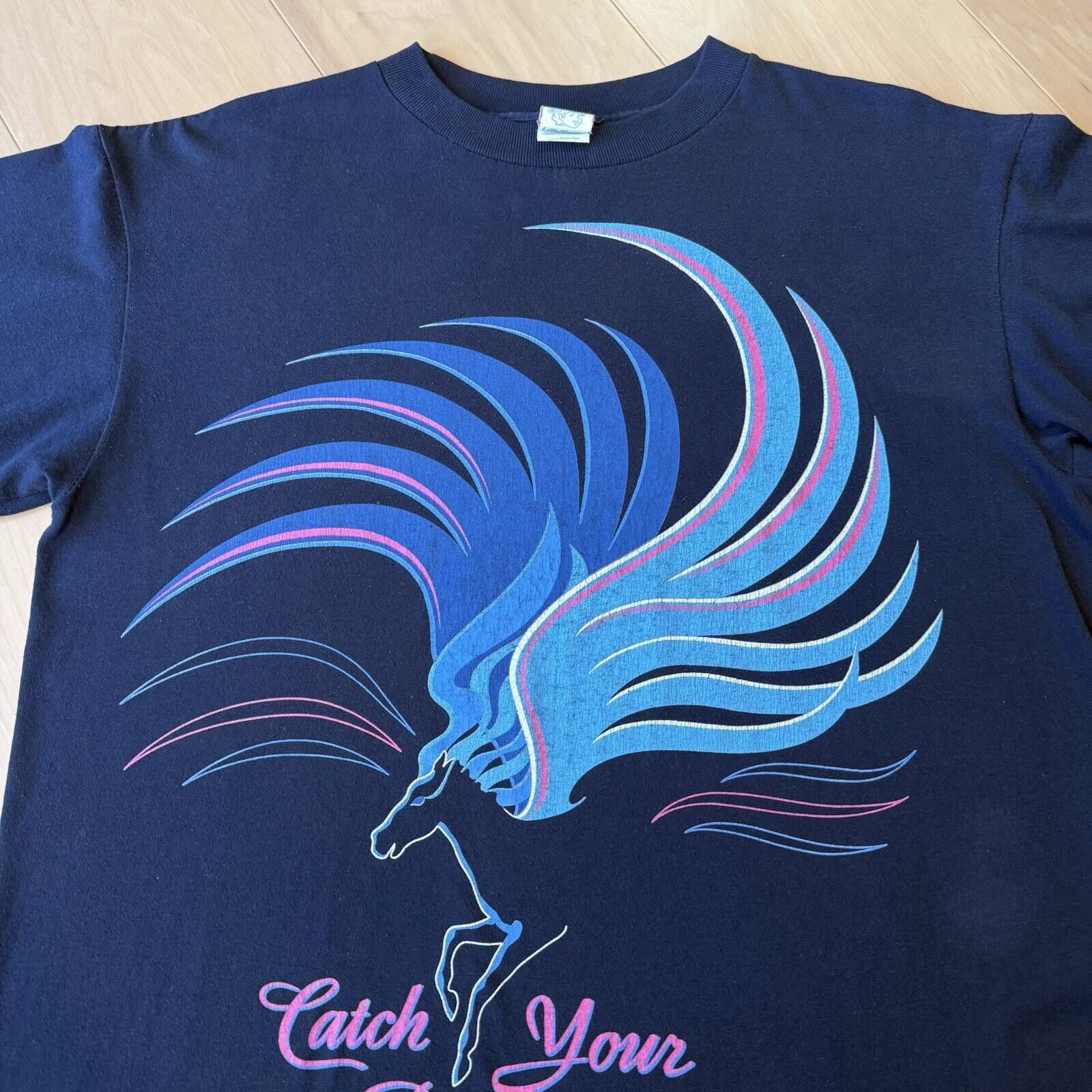 Vintage Vintage Horse Shirt L Blue 90s Catch Your Dream Glam Art Size US L / EU 52-54 / 3 - 3 Thumbnail