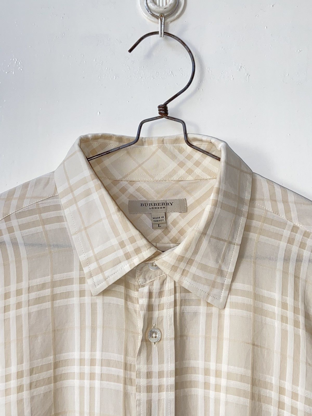 Burberry BURBERRY Cream Striped Shirt Size US L / EU 52-54 / 3 - 4 Thumbnail