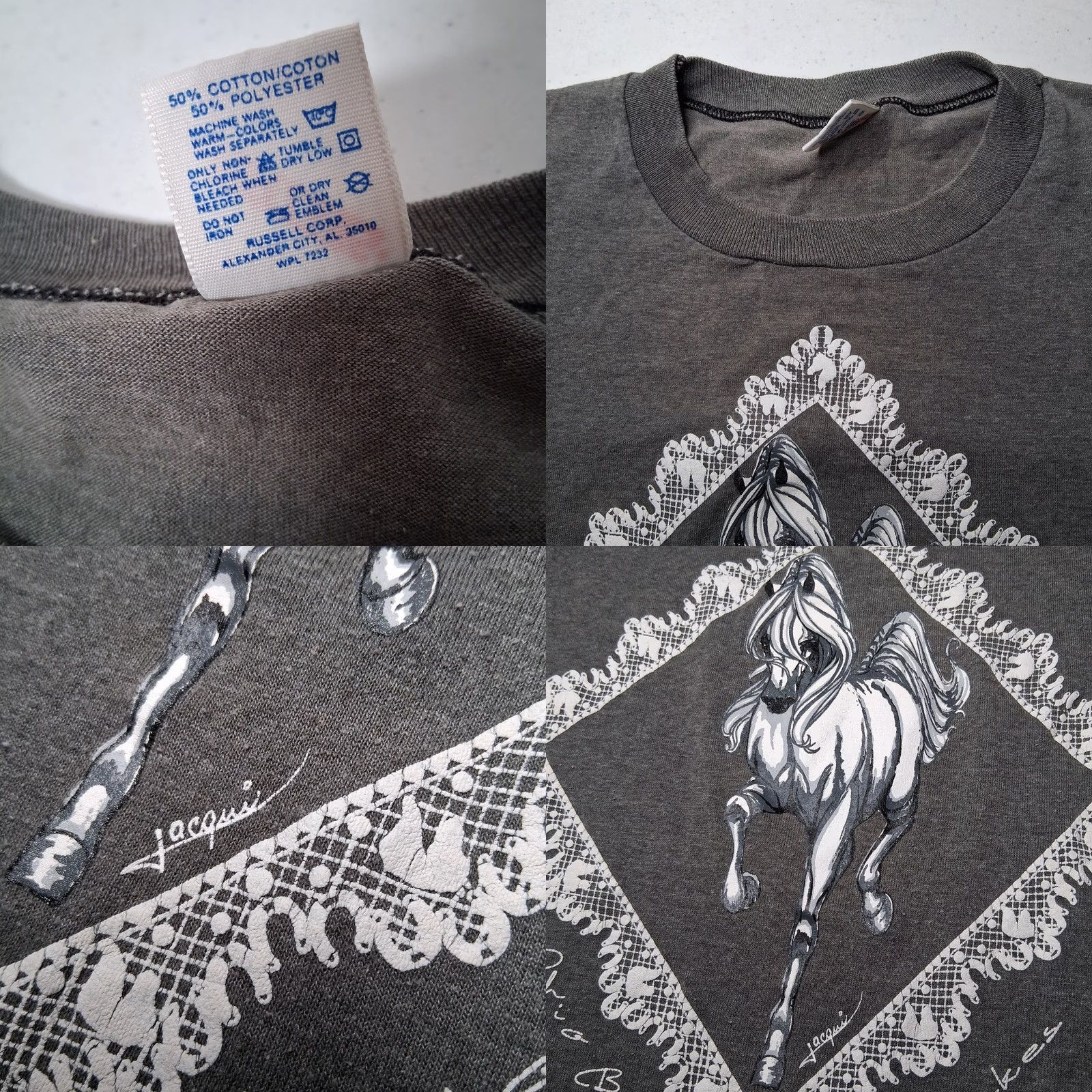 Jerzees VINTAGE Horse Shirt Ohio Sweepstakes Gray Lace Graphic T Single Stitch Jerzees L Size US L / EU 52-54 / 3 - 8 Thumbnail