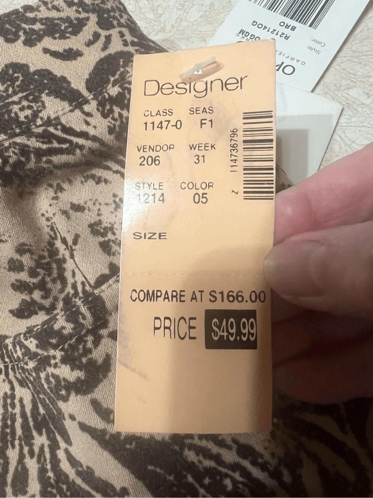 Designer Options Garfield & Marks Printed Beige/Brown Pants Sz 6 NWT Size 28" / US 6 / IT 42 - 4 Thumbnail