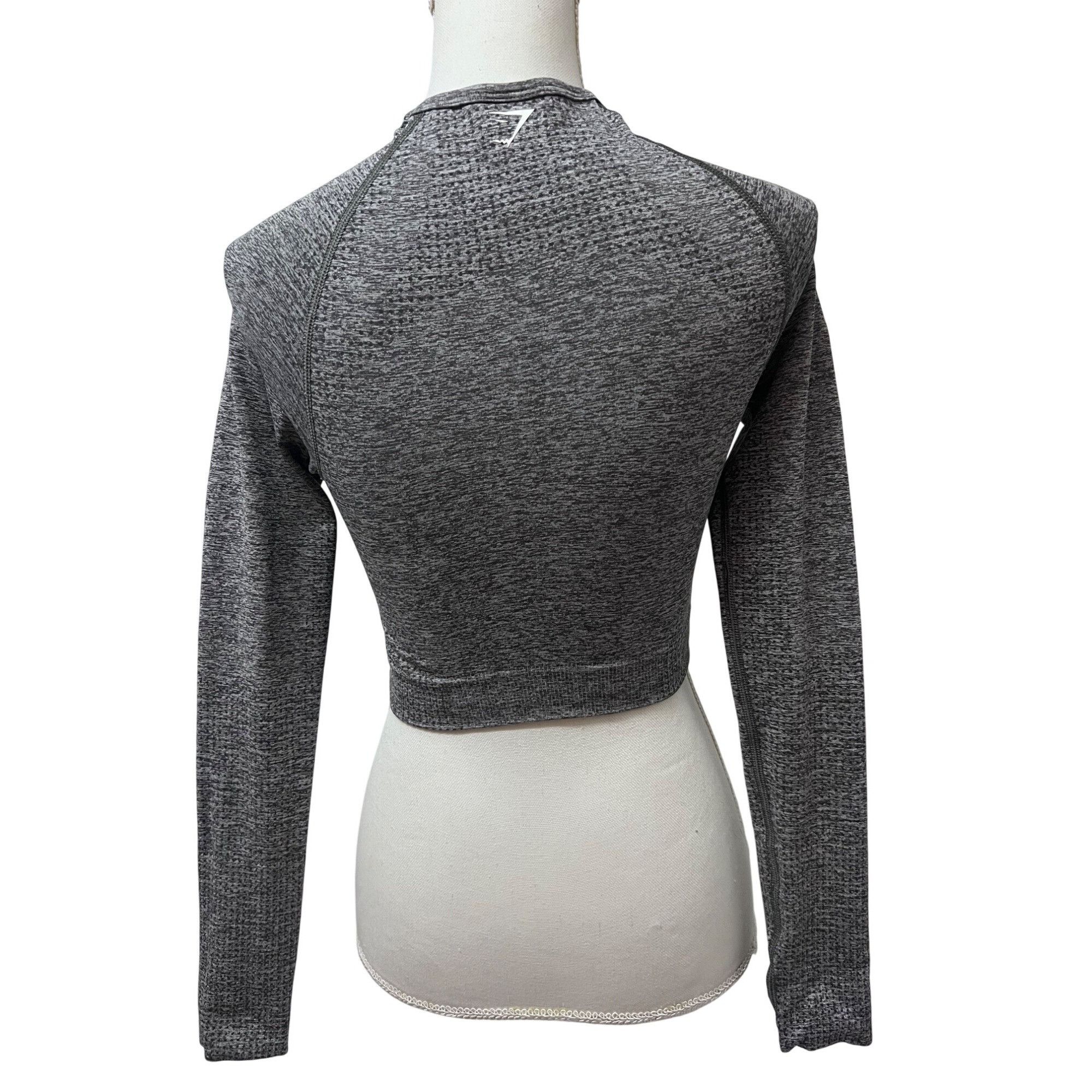 Gymshark Gymshark Vital Seamless 2.0 Gray Marled Long Sleeve Crop Top Size S / US 4 / IT 40 - 2 Thumbnail