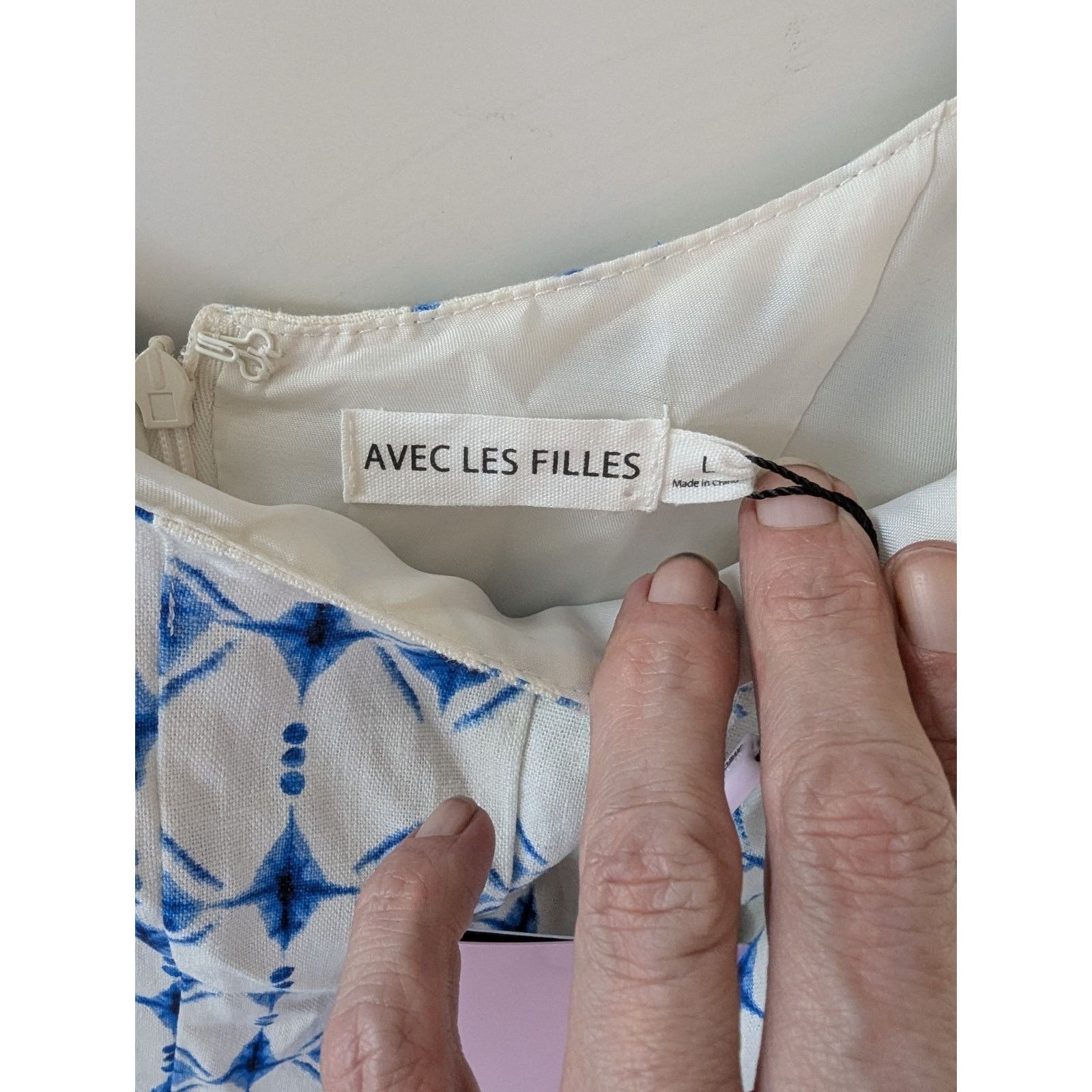 & Other Stories Avec Les Filled Linen Blend Dress Blue White sz L New $165 Size L / US 10 / IT 46 - 5 Thumbnail
