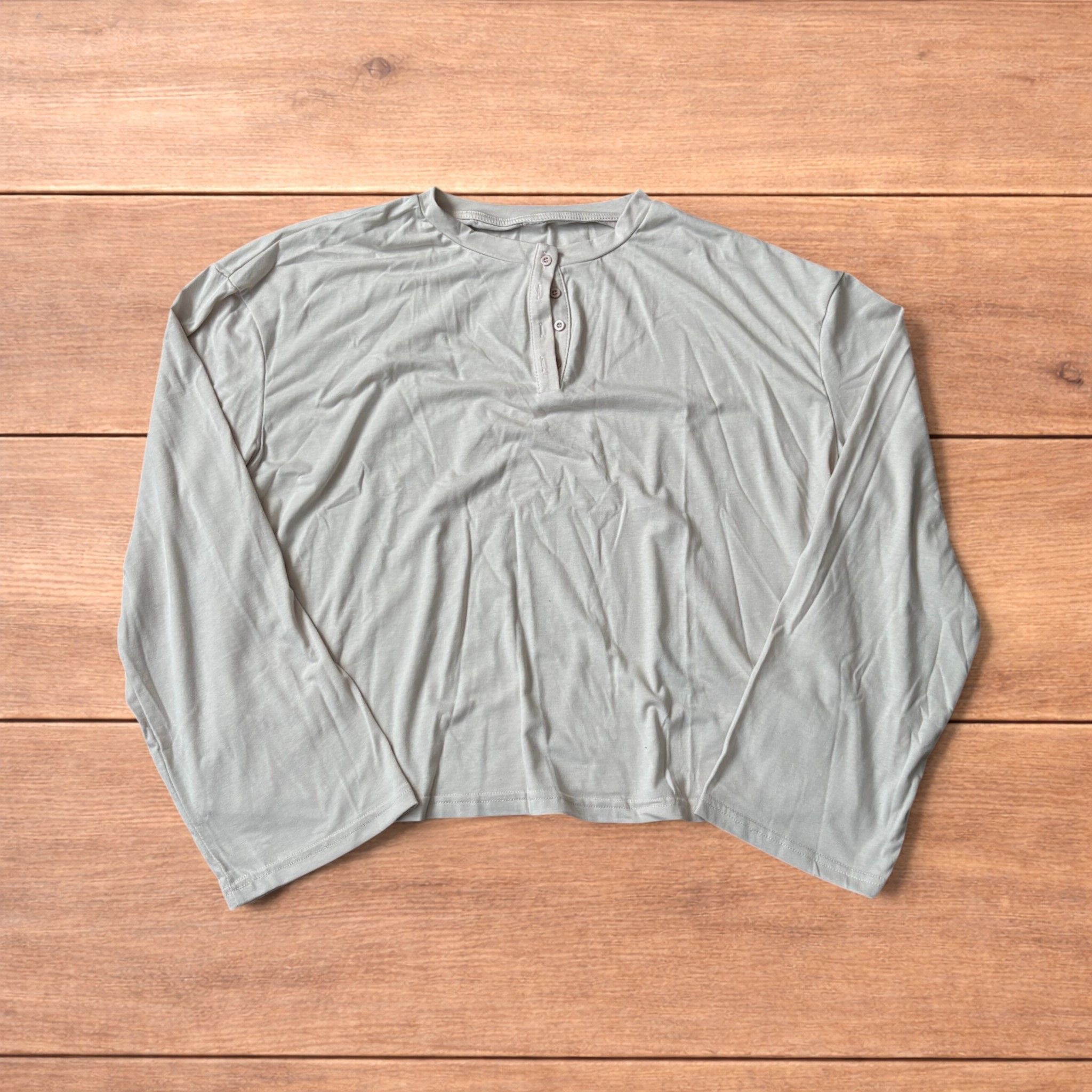 Japanese Brand Relaxed fit Henley long sleeve top tshirt in beige. Size US M / EU 48-50 / 2 - 1 Thumbnail