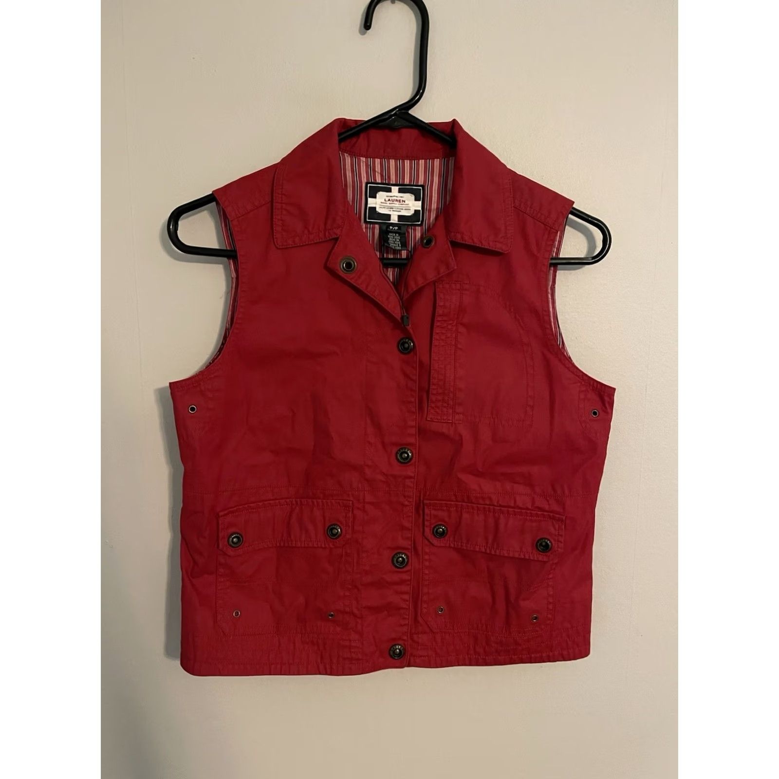 Ralph Lauren VINTAGE Polo Ralph Lauren Naval Supply Company Red Snap Button Vest Women's P/P Vest Waxed Cotton Buttoned P/P Red Womens Size XXS / US 00 / IT 34 - 2 Thumbnail
