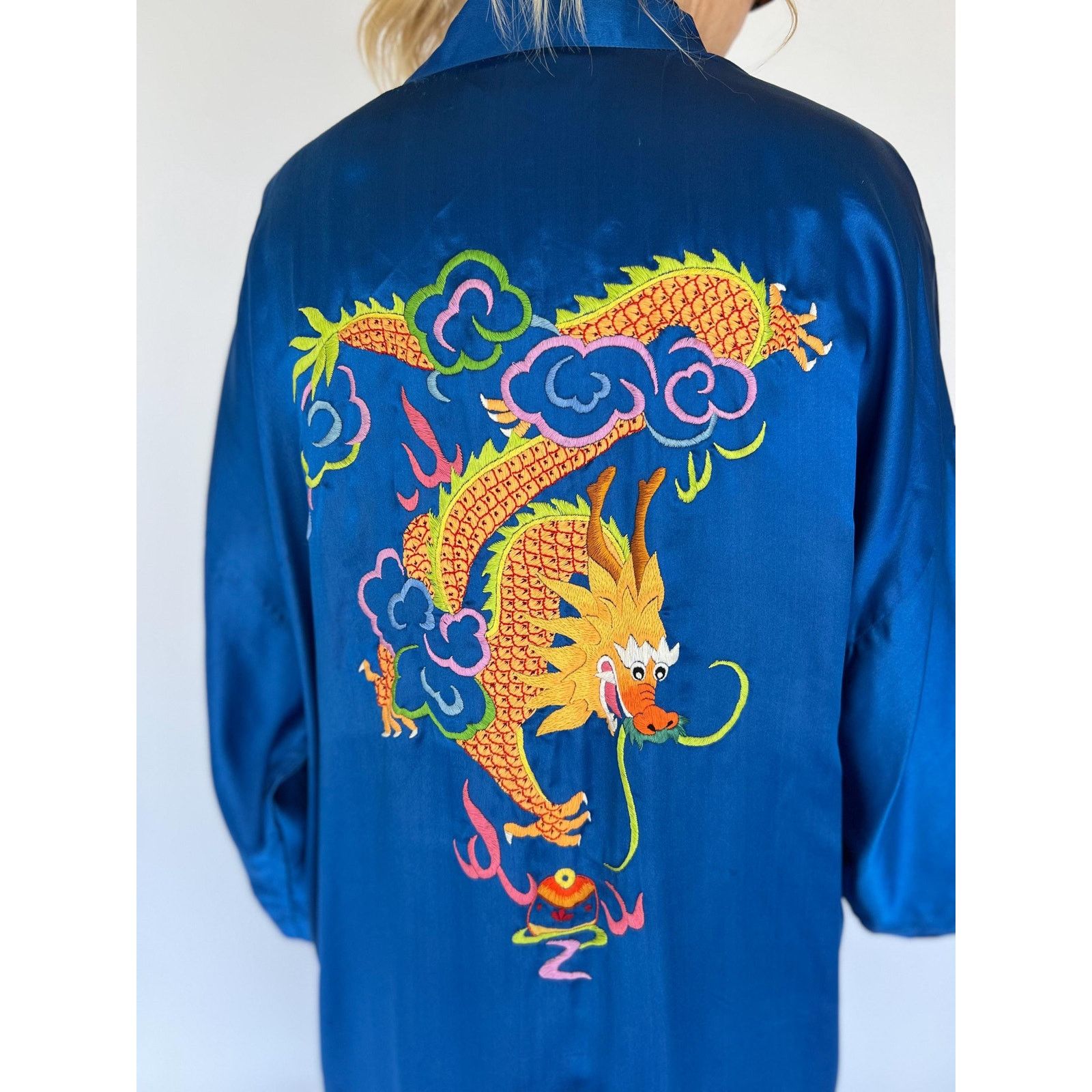 Vintage VTG Dragon Duster Kimono Lounge Maxi Robe Unisex OS Size L / US 10 / IT 46 - 7 Thumbnail