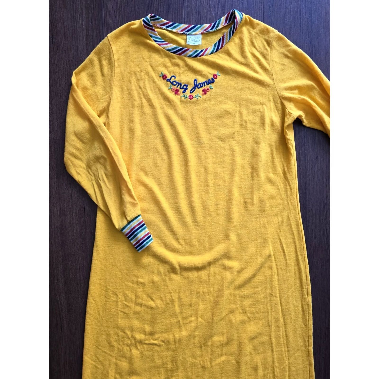 Vintage VINTAGE Yellow Long Nightgown Womens M Nighty 70s 80s J. C. Penney Cotton Blend Eveningwear Size ONE SIZE - 3 Thumbnail
