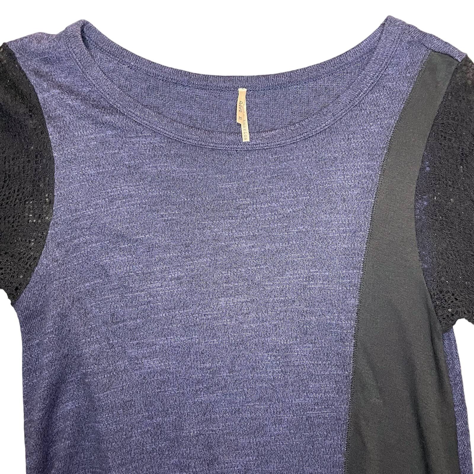 Other Pete Collection Top Knit Lace Sleeves Navy Black Size Medium Size M / US 6-8 / IT 42-44 - 2 Thumbnail