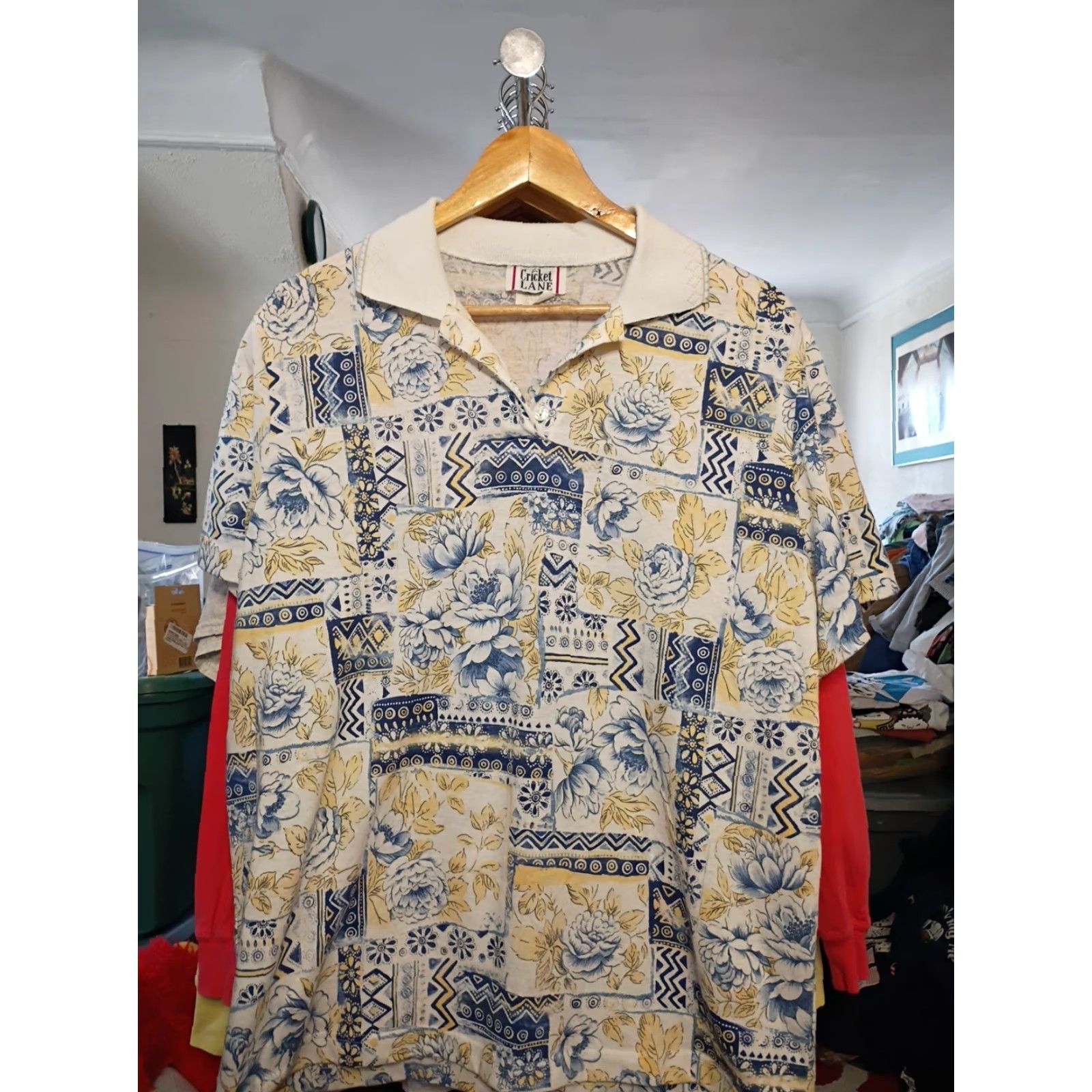 Vintage VINTAGE Cricket Lane Cabana Wear Cruise Polo Shirt Men's M Floral USA 1980s Button-Front Sportswear Beach Shirt Size US M / EU 48-50 / 2 - 2 Thumbnail