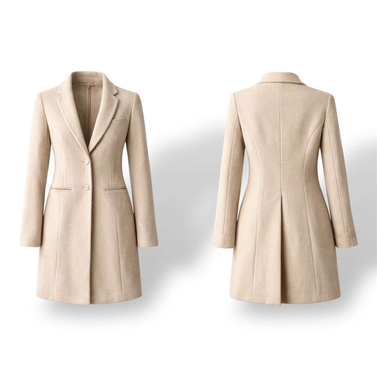 Falcone FALCONERI MADE IN ITALY CREAM WOMEN WOOL LUXURY COAT SIZE XS Size XS / US 0-2 / IT 36-38 - 2 Thumbnail