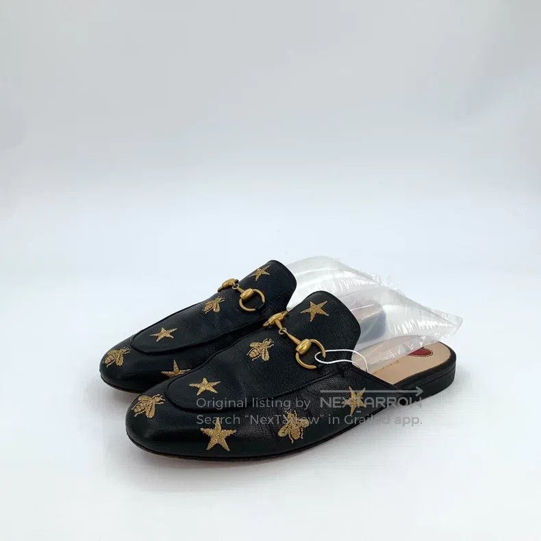 Gucci Gucci Black five-pointed star bee embroidered horse collar Size US 10.5 / IT 40.5 - 1 Thumbnail