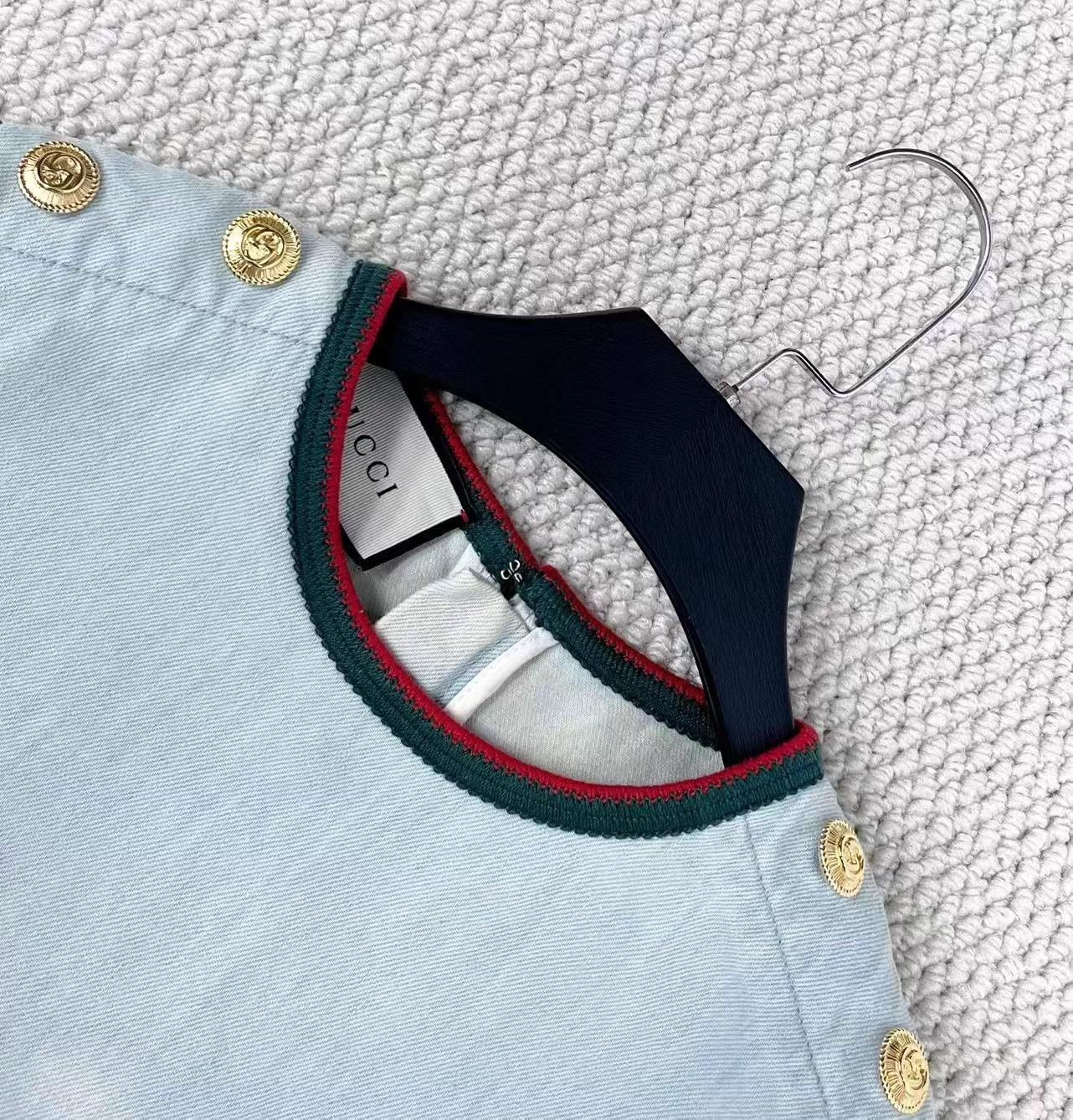 Gucci Gucci Light Denim Red/Green Web GG Buckle Vest Dress 42 Size M / US 6-8 / IT 42-44 - 3 Thumbnail