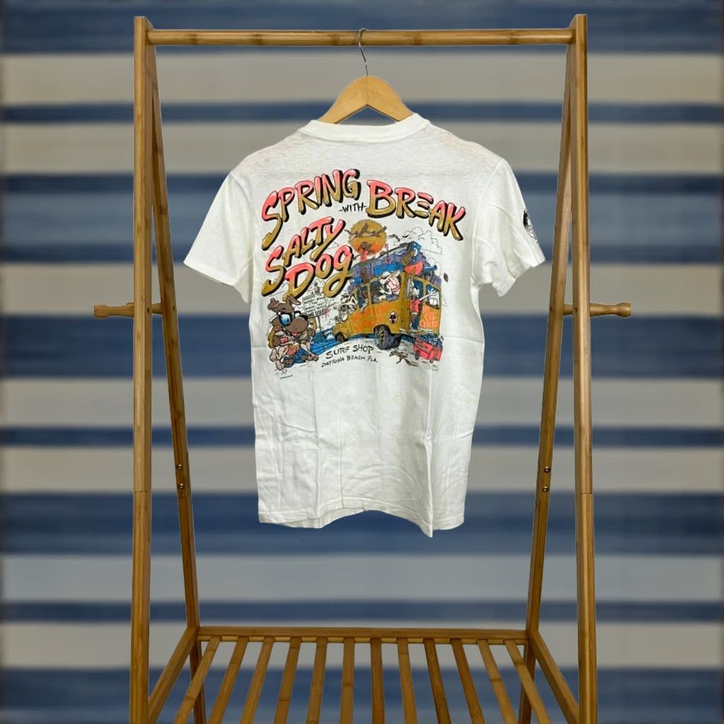 Vintage VINTAGE Spring Break With Salty Dog 80s Surf Shop Art T-Shirt M White Mens Size US M / EU 48-50 / 2 - 1 Thumbnail