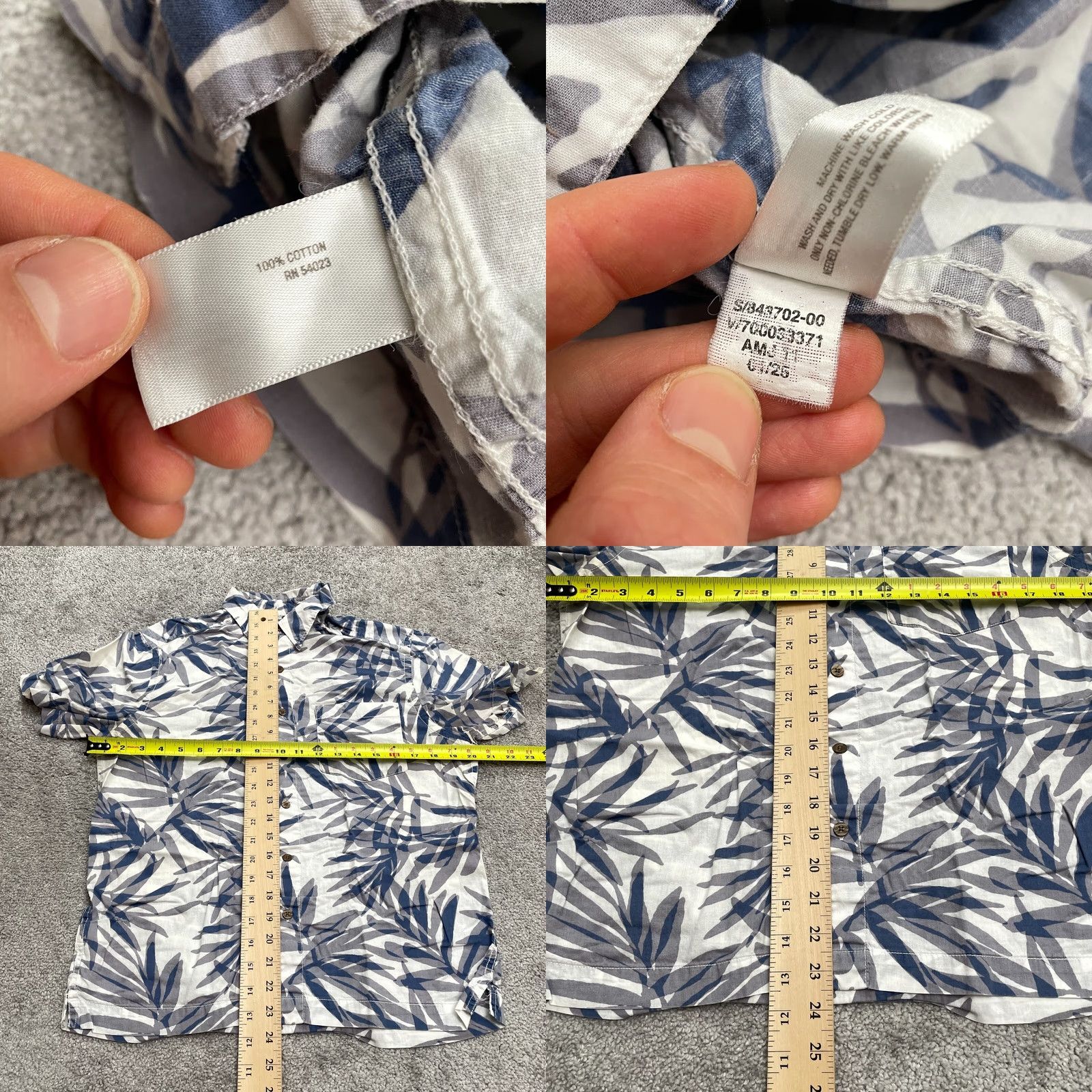 Old Navy Old Navy Button-Up Shirt Mens Small Blue White Tropical Palm Leaves Beach Holidays Casual Shirt Size US S / EU 44-46 / 1 - 8 Thumbnail