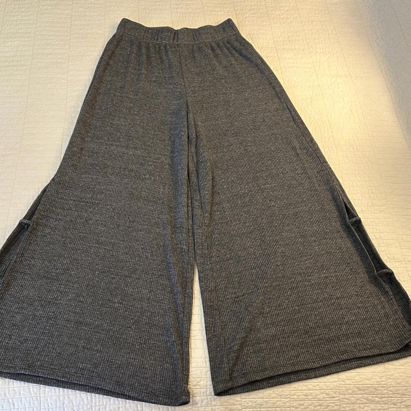 Other Project Social T Wide Leg Charcoal Knit Pants Medium NWOT Size 32" / US 10 / IT 46 - 1 Thumbnail