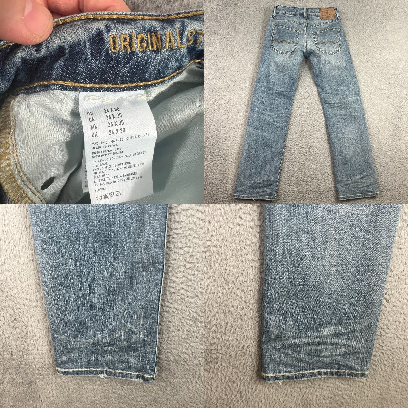 American Eagle Outfitters American Eagle Outfitters Jeans Mens 27x29 Straight Fit Light Wash Blue Denim Size US 27 - 8 Thumbnail
