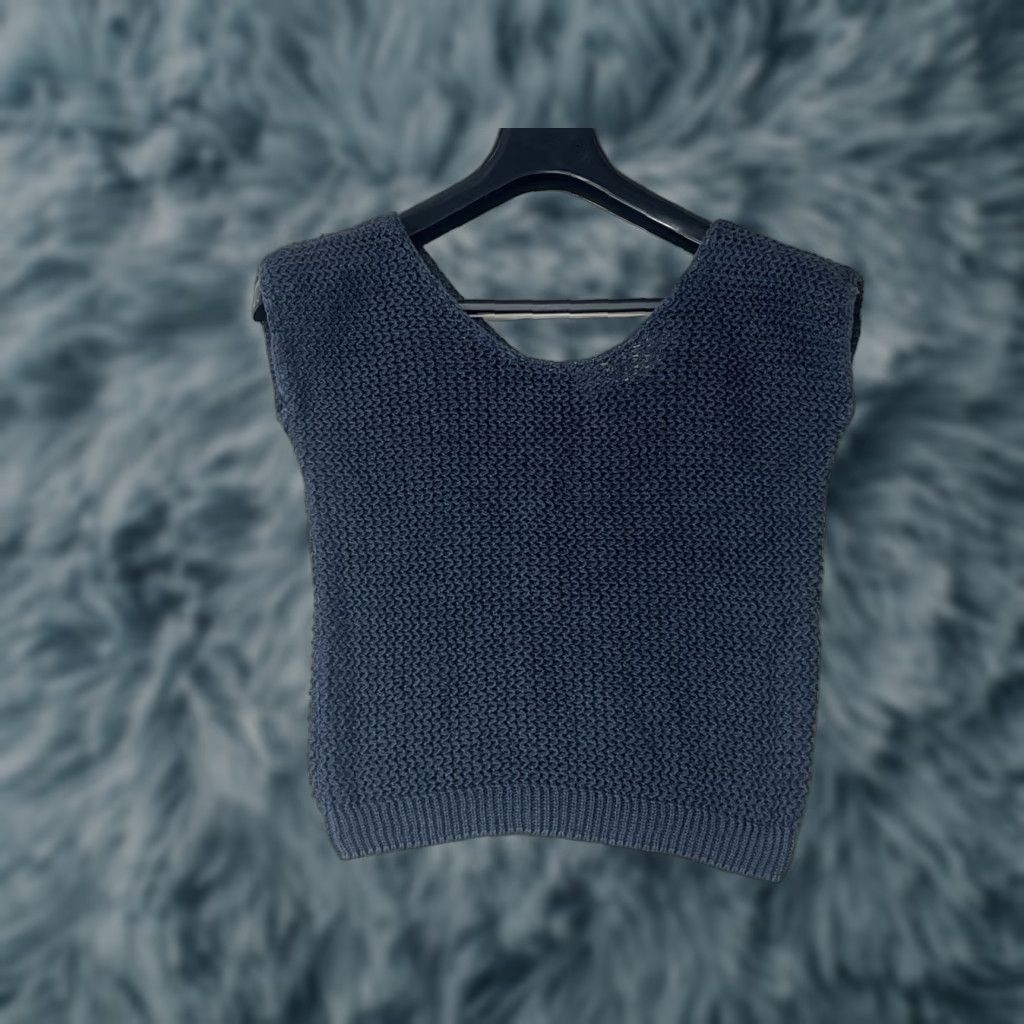Vintage VINTAGE Cassidy Vest Sweater Knit Linen Blue Small Womens Sleeveless Boat Neck Slim All Seasons 100% Linen Vest Summer Fall Spring Winter Size S / US 4 / IT 40 - 1 Thumbnail