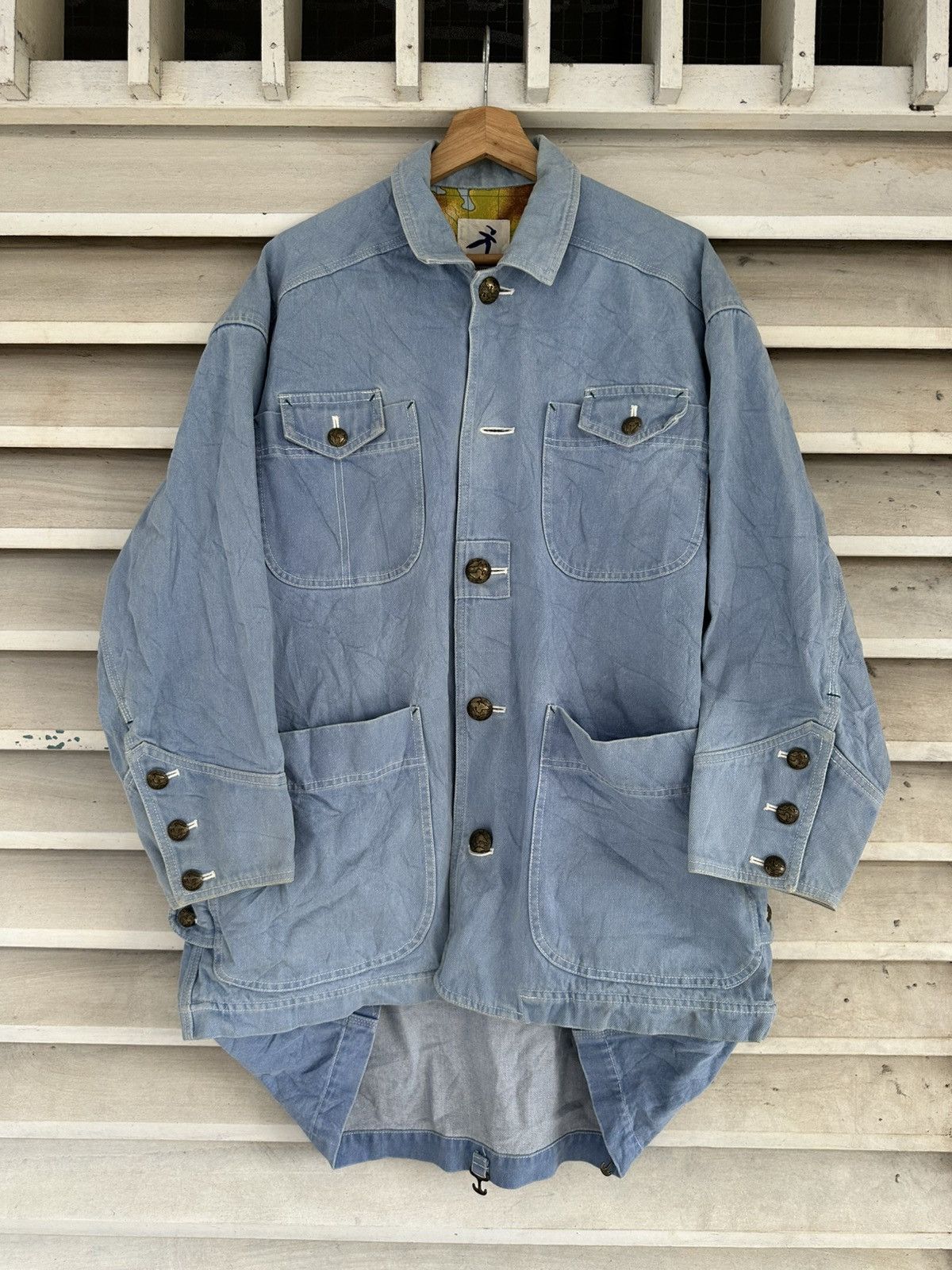 Hai Sporting Gear × Issey Miyake 1990 - Hai Sporting Gear Denim Cargo Jacket (Issey Miyake) Size US XL / EU 56 / 4 - 2 Thumbnail