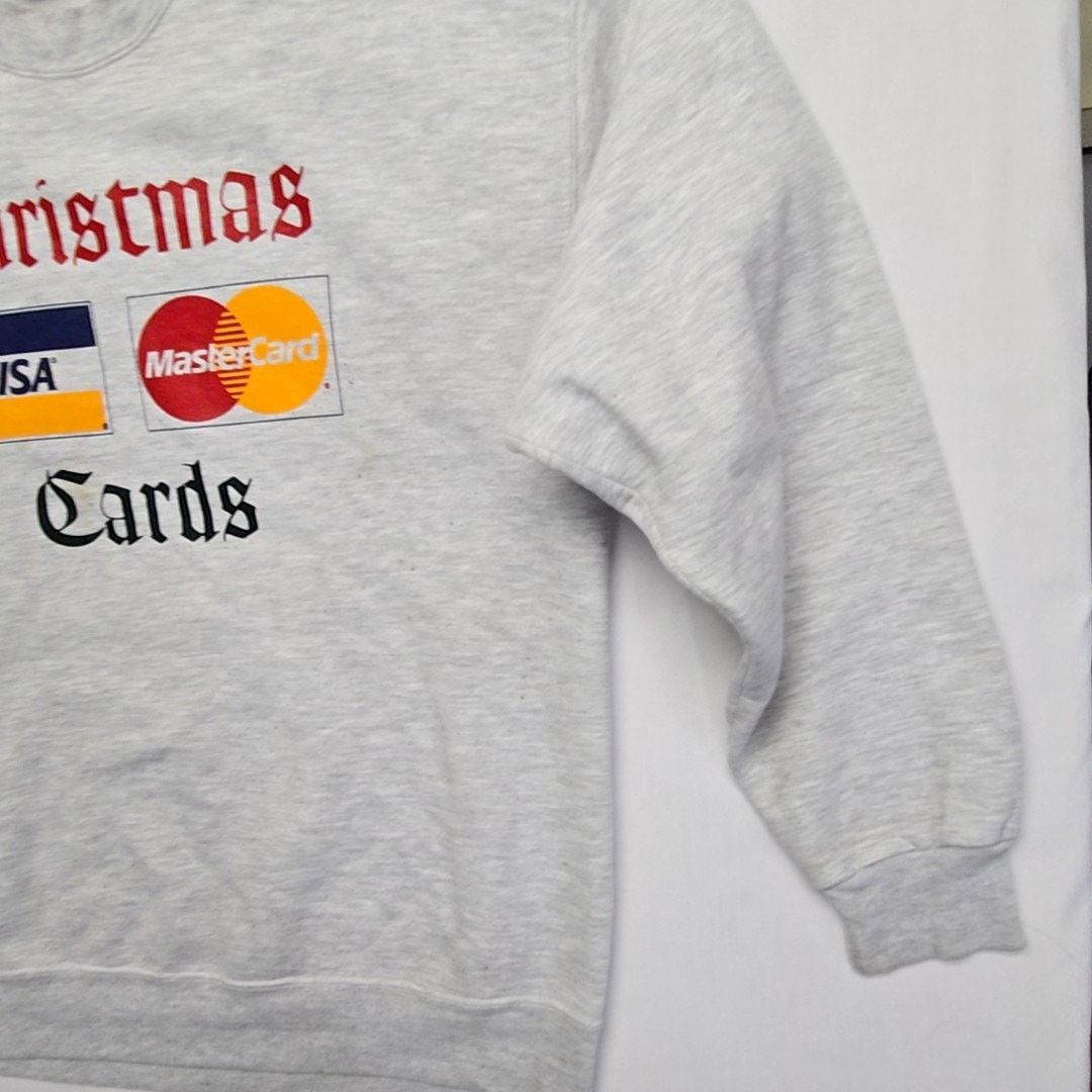 Jerzees Vintage Visa MasterCard Cards Sweatshirt Christmas Grey XL Size US XL / EU 56 / 4 - 6 Thumbnail