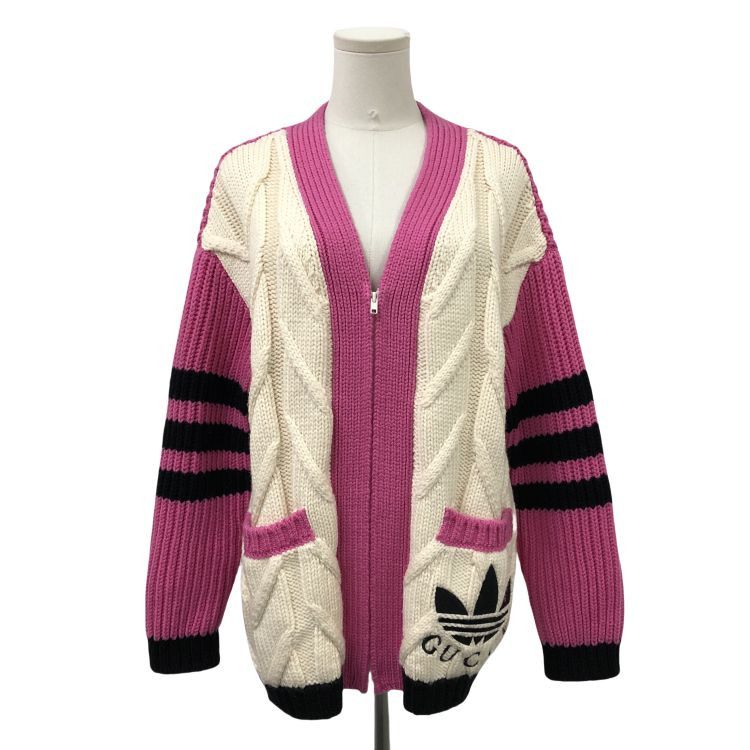 Adidas × Gucci Gucci x Adidas Logo Cable Knit Cardigan Size S Size S / US 4 / IT 40 - 1 Thumbnail