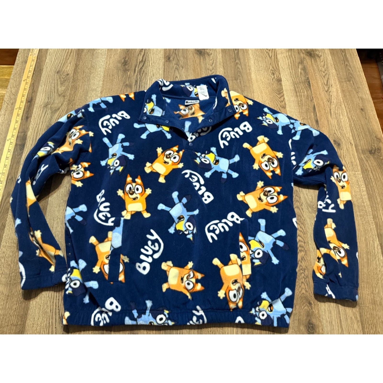 Vintage VINTAGE? No—Bluey Sweater Women’s Large Blue Allover Print Pullover 1/4 Button Long Sleeve Knitted Knit Buttoned Casual Fall Winter Summer Size L / US 10 / IT 46 - 2 Thumbnail