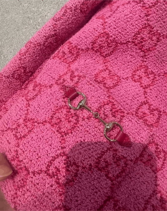Gucci o1la5ras0526 GG Bouclé Cotton Jacket With Horsebit Pink Size M / US 6-8 / IT 42-44 - 3 Thumbnail