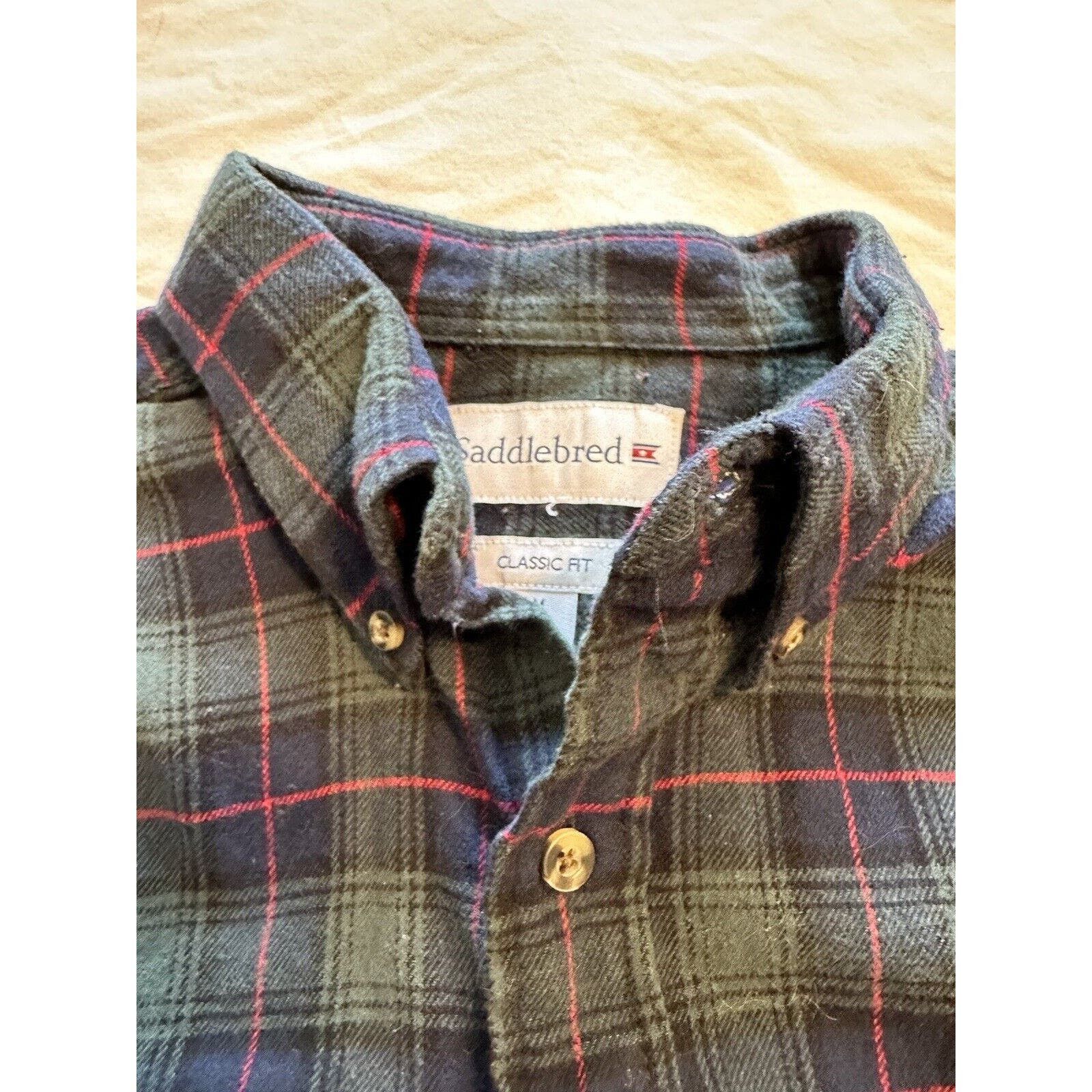Saddlebred Saddlebred Button Flannel Shirt Green/Navy Blue Plaid Medium Size US M / EU 48-50 / 2 - 5 Thumbnail