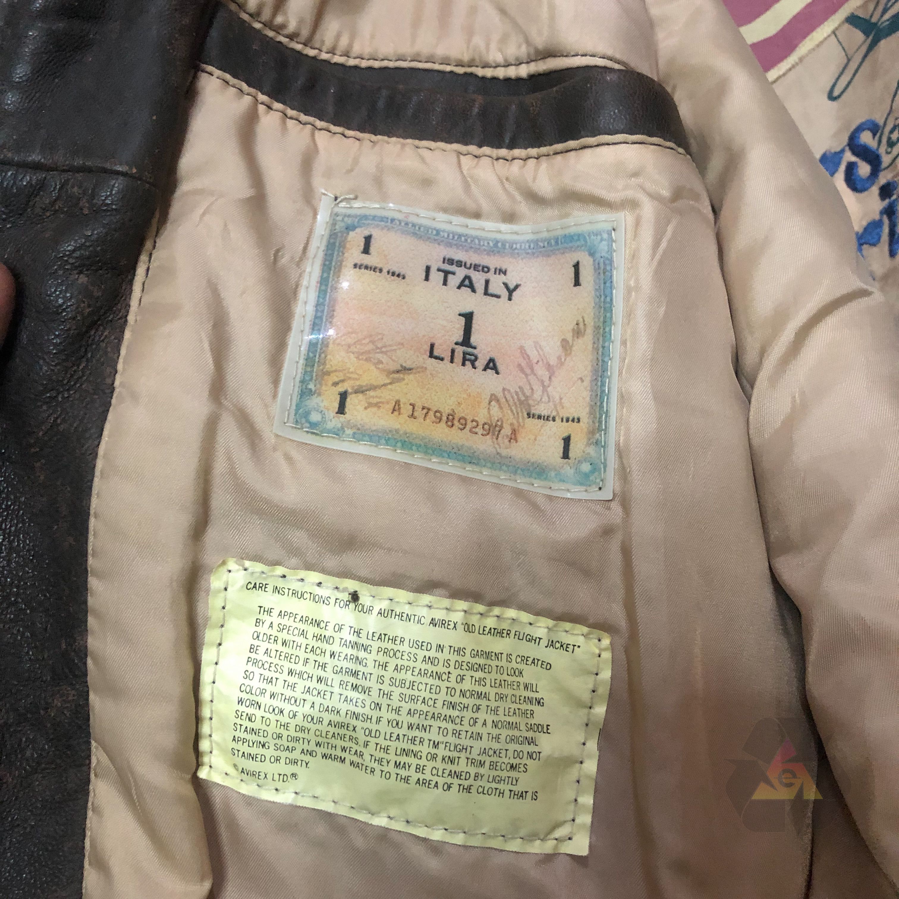 Avirex Vintage Avirex A2 80s Drawing Flag Leather Jacket Size US S / EU 44-46 / 1 - 12 Thumbnail