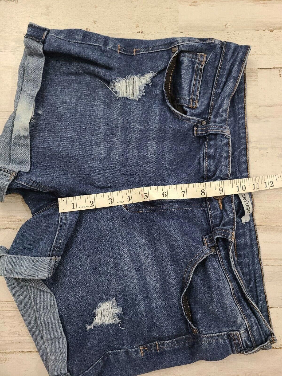 Designer Refuge Jean Shorts 10 Distressed Stretch Denim Size 32" / US 10 / IT 46 - 6 Thumbnail