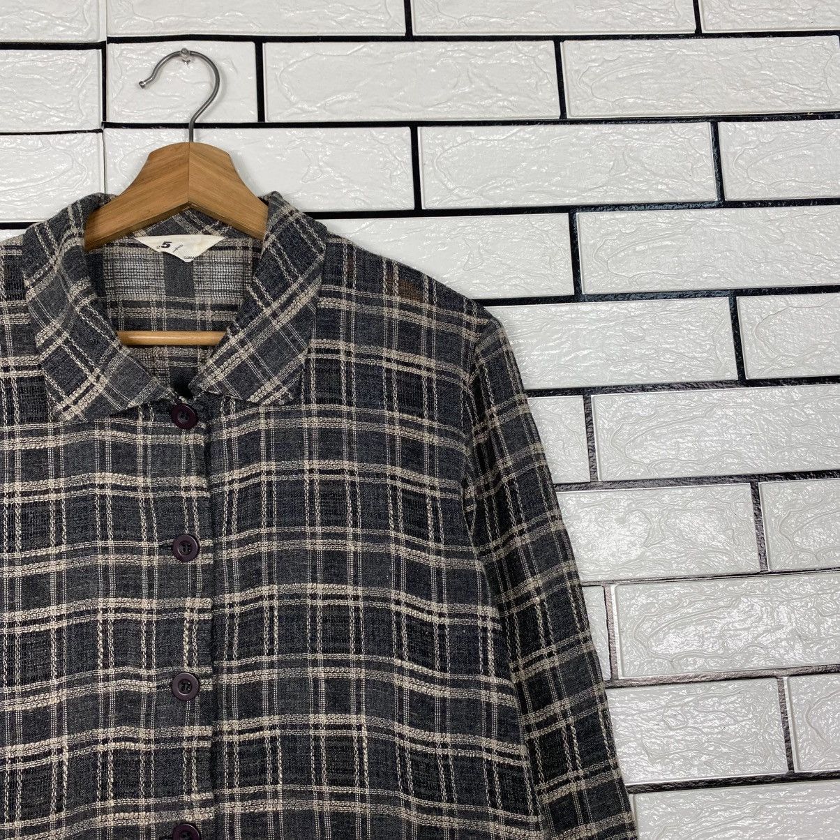 Issey Miyake 📌Vintage Cropped Button Jacket Corsa Tartan Design Check Size US M / EU 48-50 / 2 - 7 Thumbnail