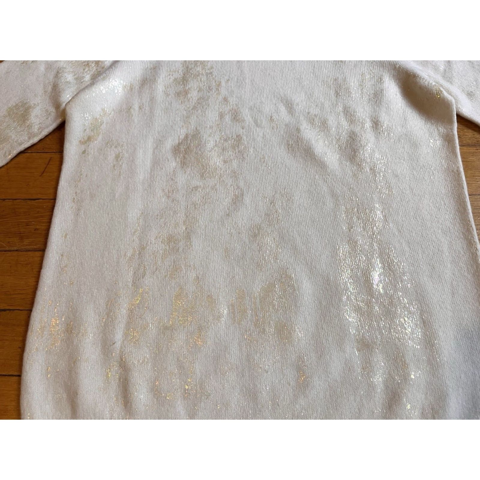 Area Blue Area Italy 100% Cashmere Turtleneck Sweater Women’s L White Iridescent Glitter Pullover Knit Size L / US 10 / IT 46 - 7 Thumbnail