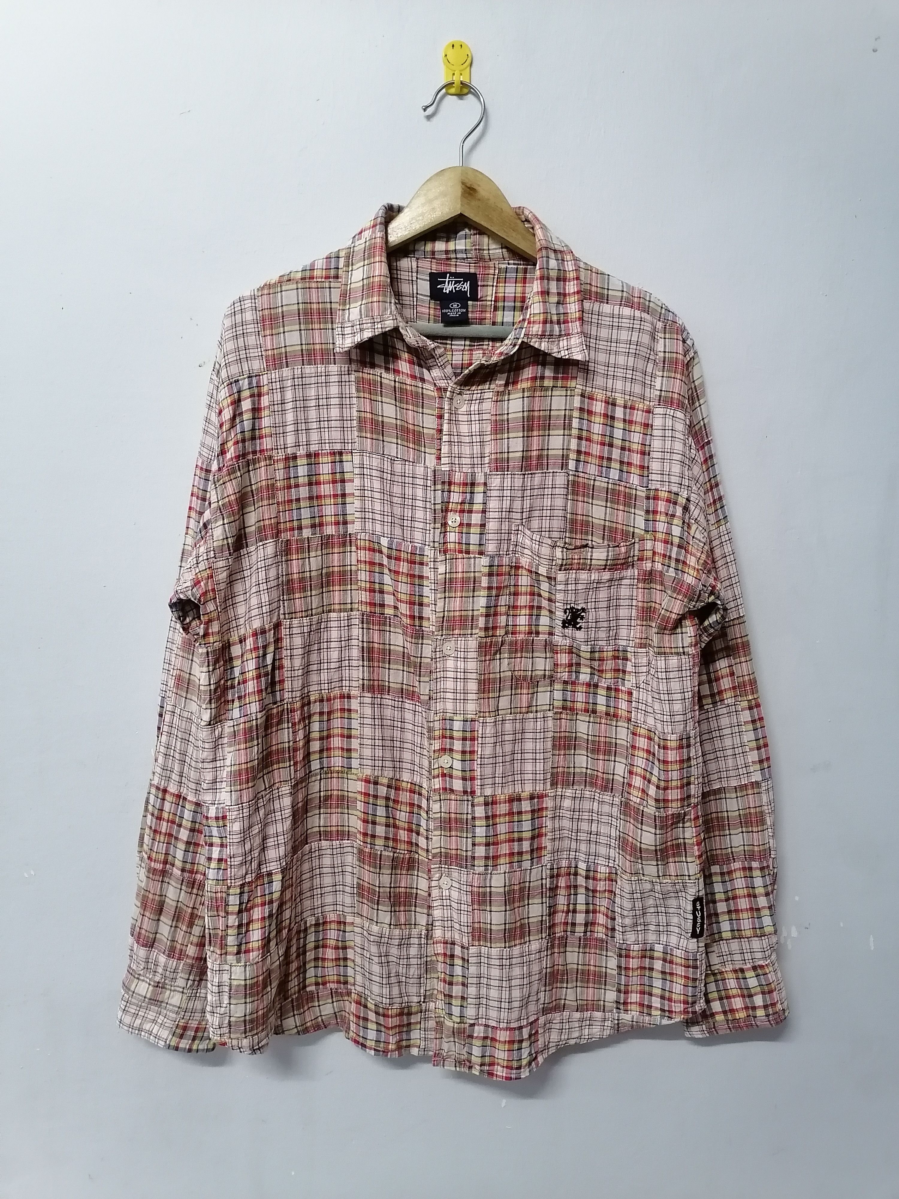 Vintage Vintage 90s Stussy Tartan Plaid Patchwork Button Up Shirt Size US M / EU 48-50 / 2 - 1 Thumbnail