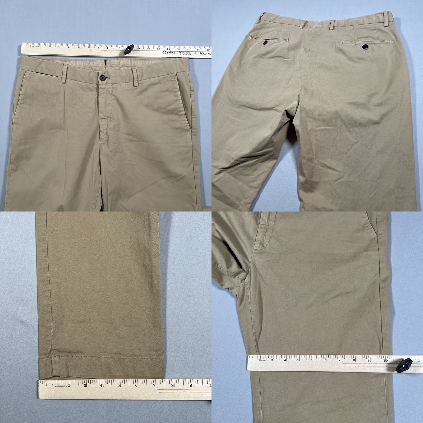 Vintage Ledbury Richmond Chino Pants Men's 33 Sand Tan Flat Front Straight Leg Size US 33 - 8 Thumbnail