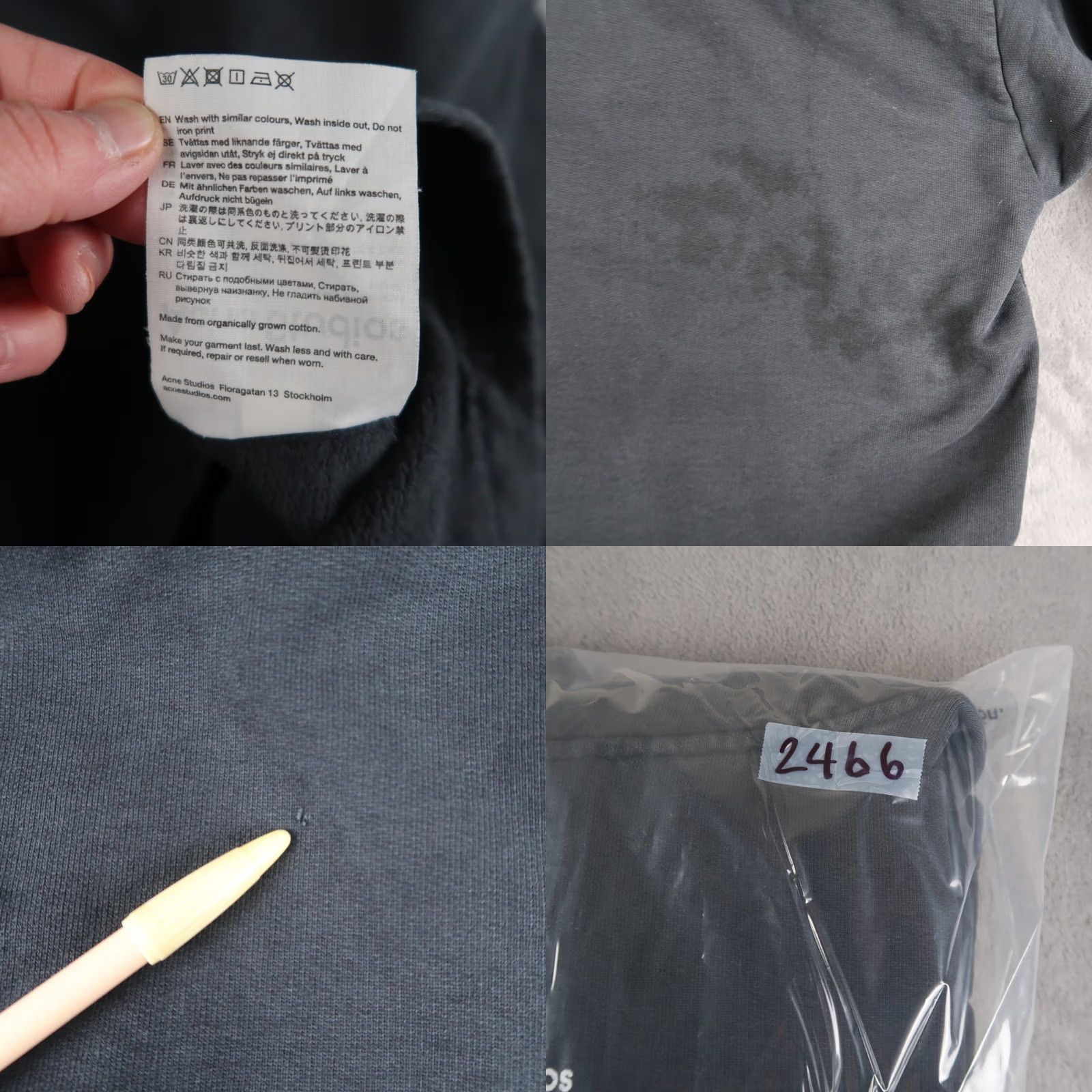 Acne Studios ACNE STUDIOS Mens Hoodie Washed Black Franklin Stamp Size S Oversized Hooded Cotton Fleece Pullover Crew Neck Regular Fit Winter Fall Gents Size US S / EU 44-46 / 1 - 9 Thumbnail